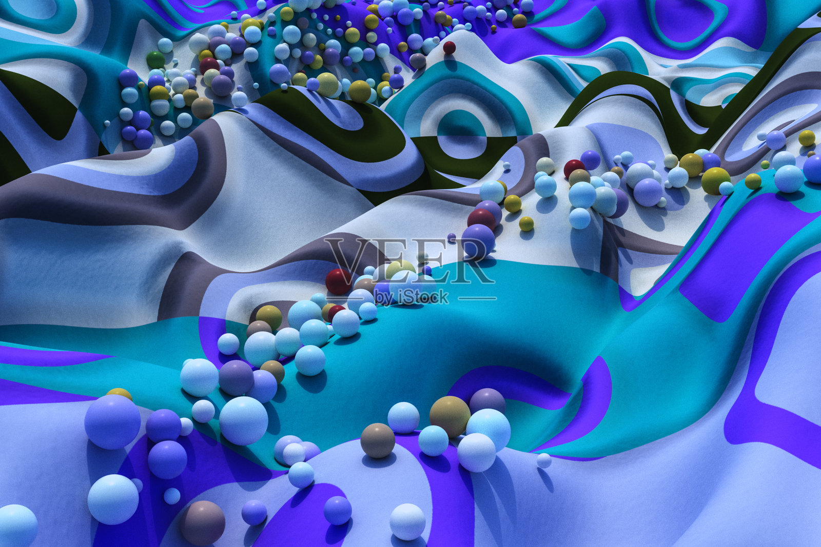 抽象的景观以球体和气泡激发了丰富多彩的时尚背景照片摄影图片