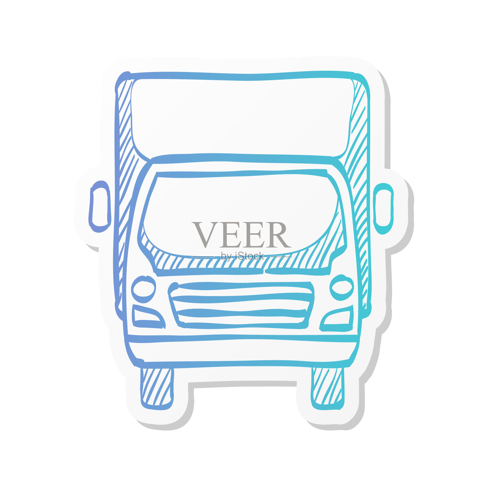 贴纸风格的图标-卡车插画图片素材