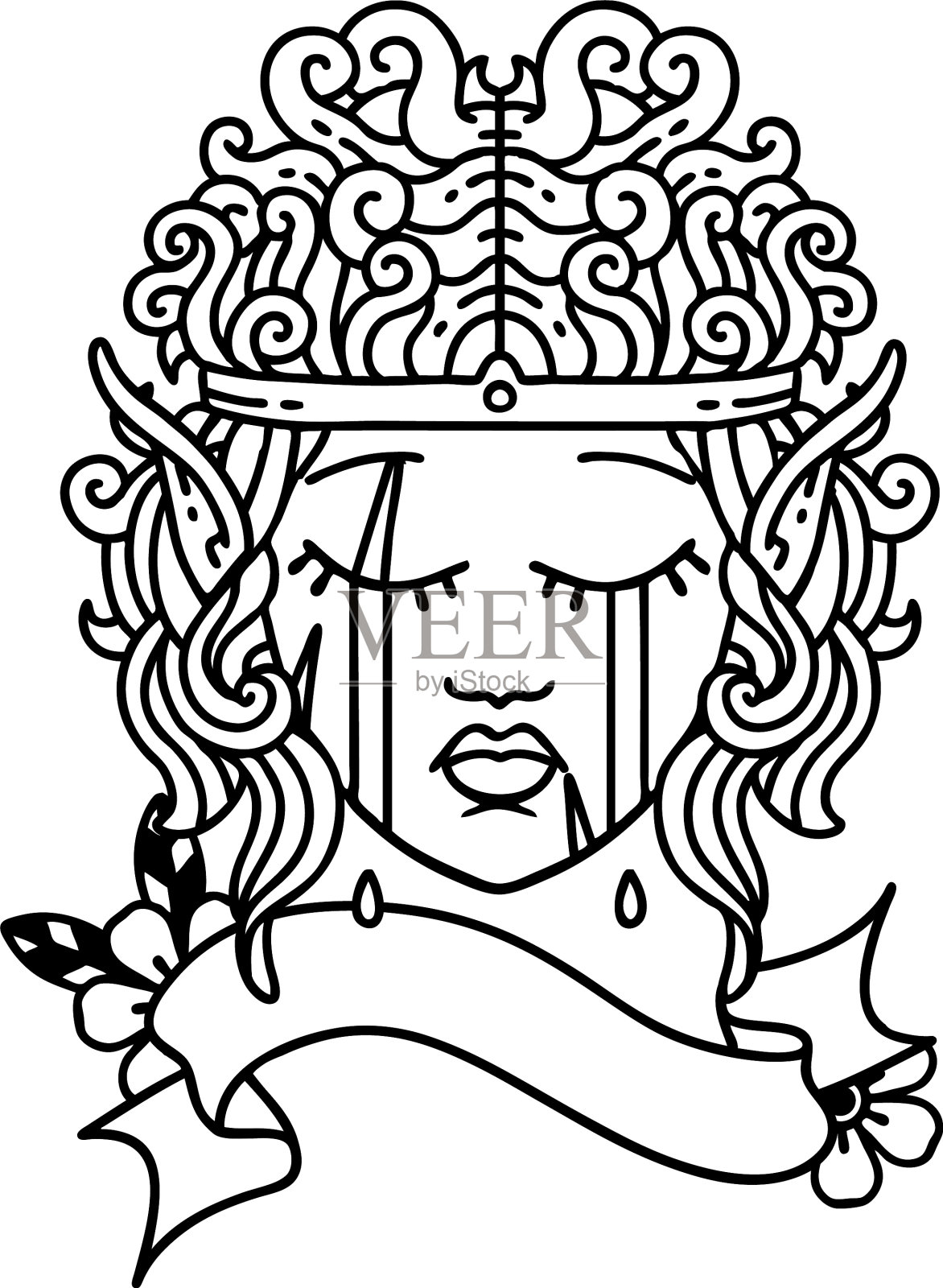 嚎啕大哭的精灵野蛮人性格的脸设计元素图片