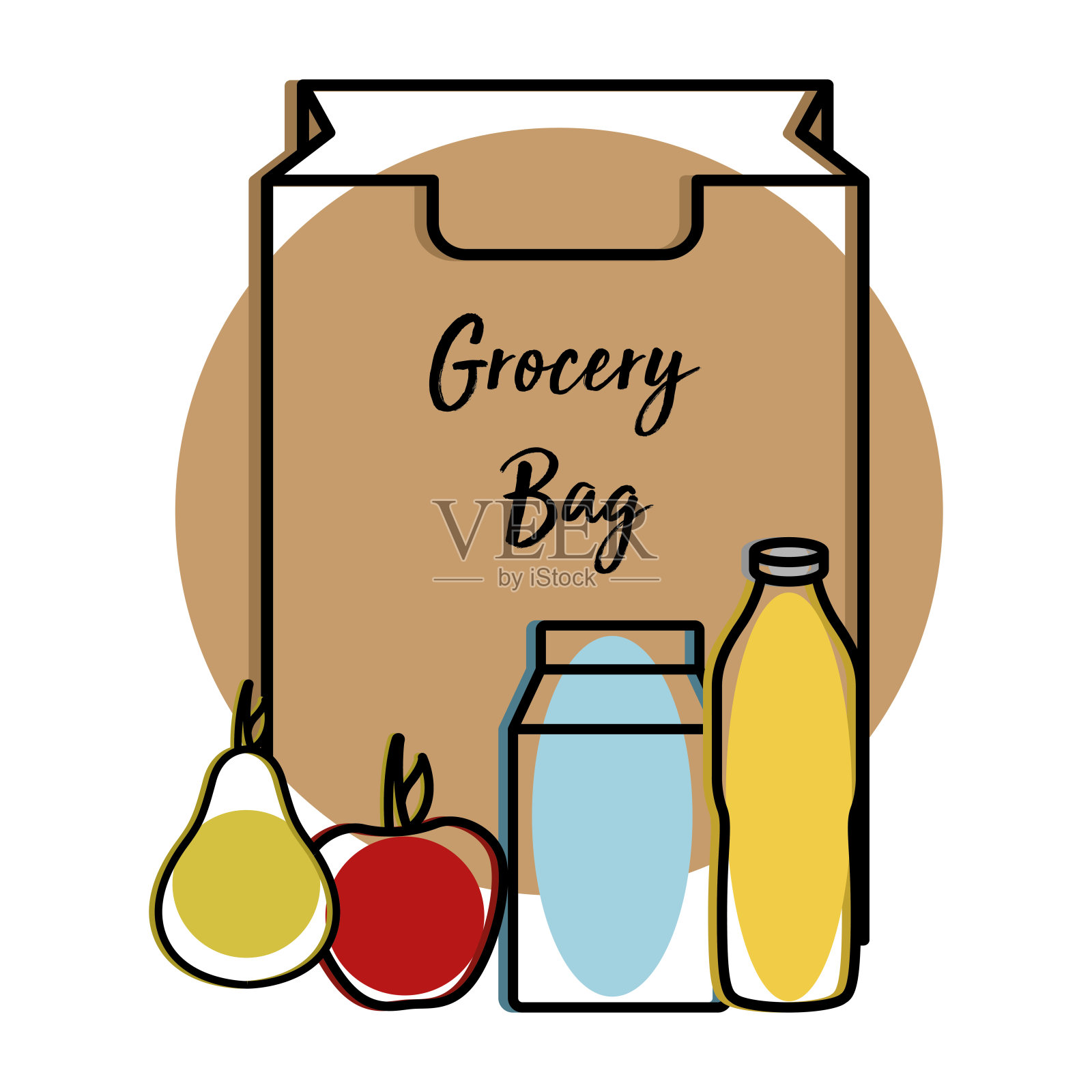 食品杂货袋图标插画图片素材