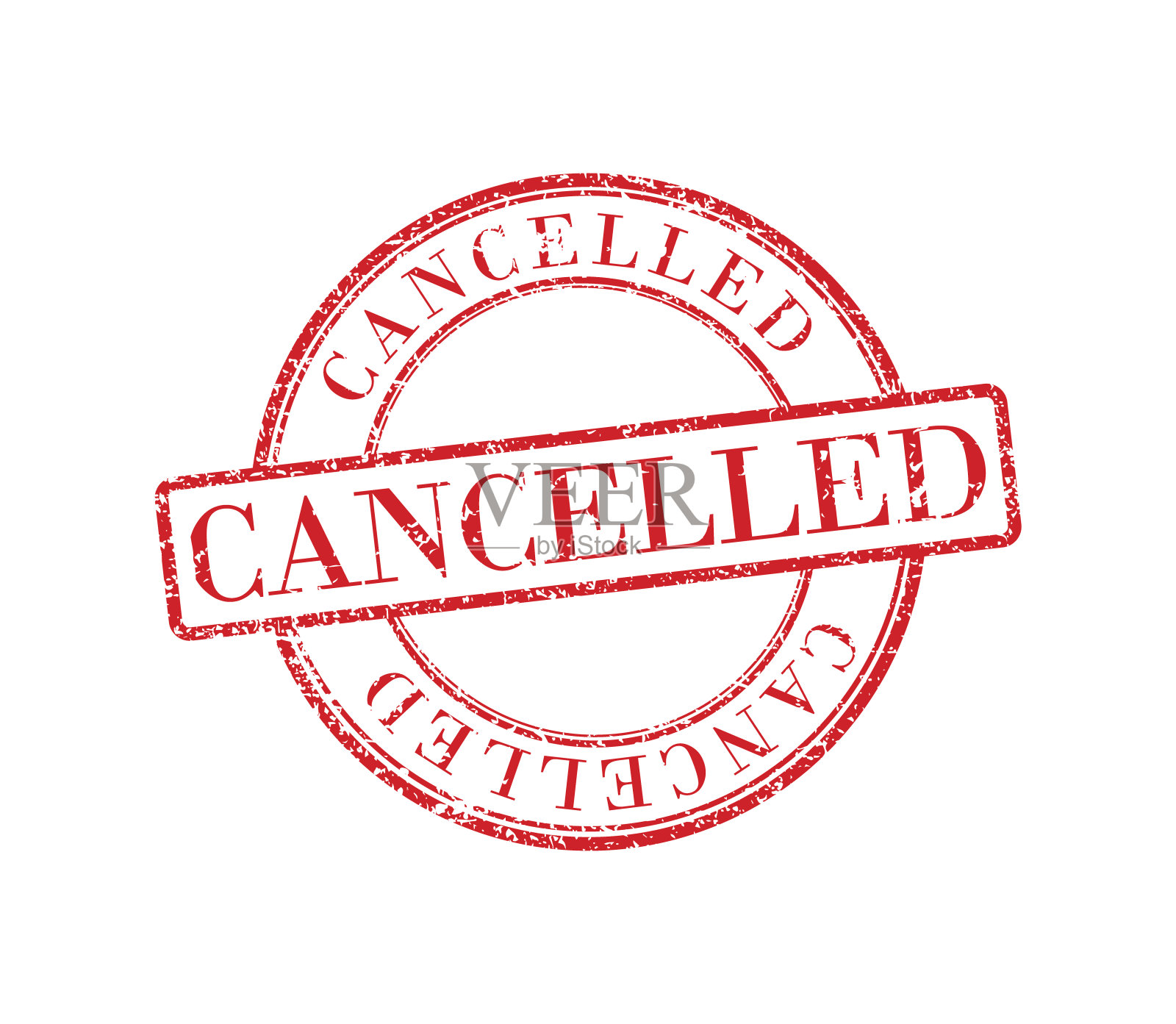 取消垃圾橡胶油墨邮票图标形状。取消符号符号符号符号。红色复古风格的标签模板图形。孤立在白色背景上。矢量插图形象。插画图片素材