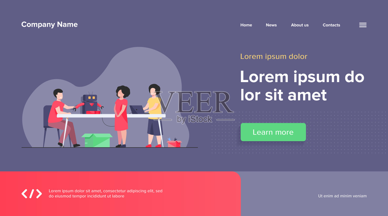 孩子们在机器人课堂上展示半机械人插画图片素材