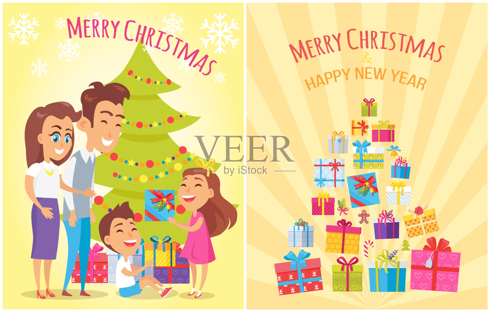 圣诞新年矢量插画设计模板素材