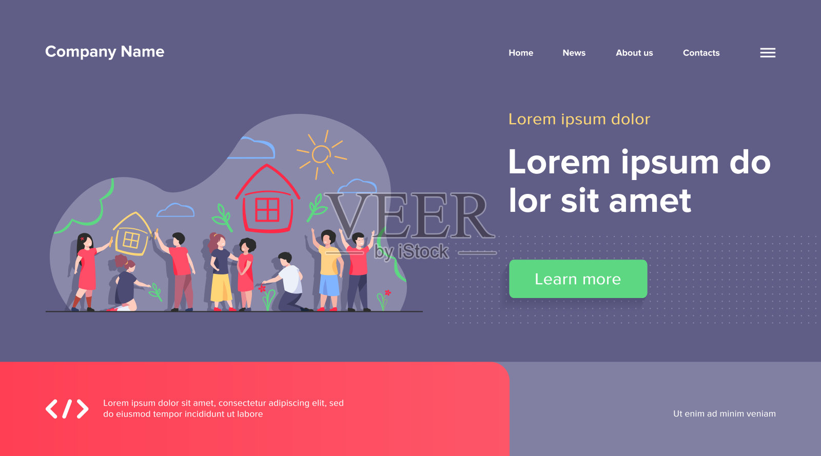 孩子们用蜡笔回家画画插画图片素材