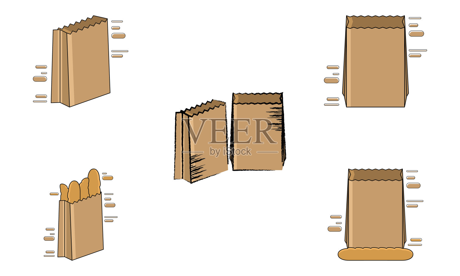 一套杂货袋插画图片素材