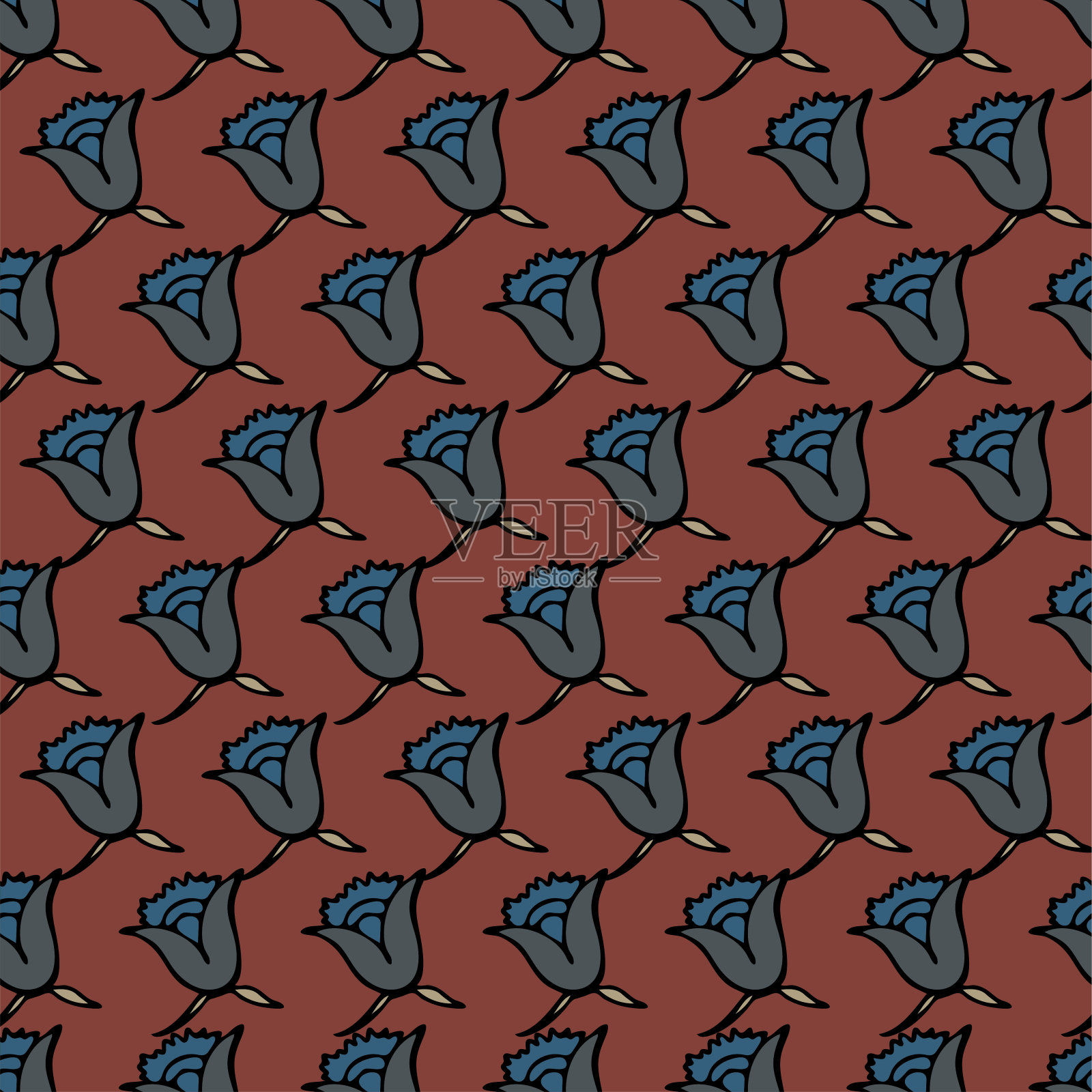 抽象的花朵图案。手绘矢量艺术。插画图片素材