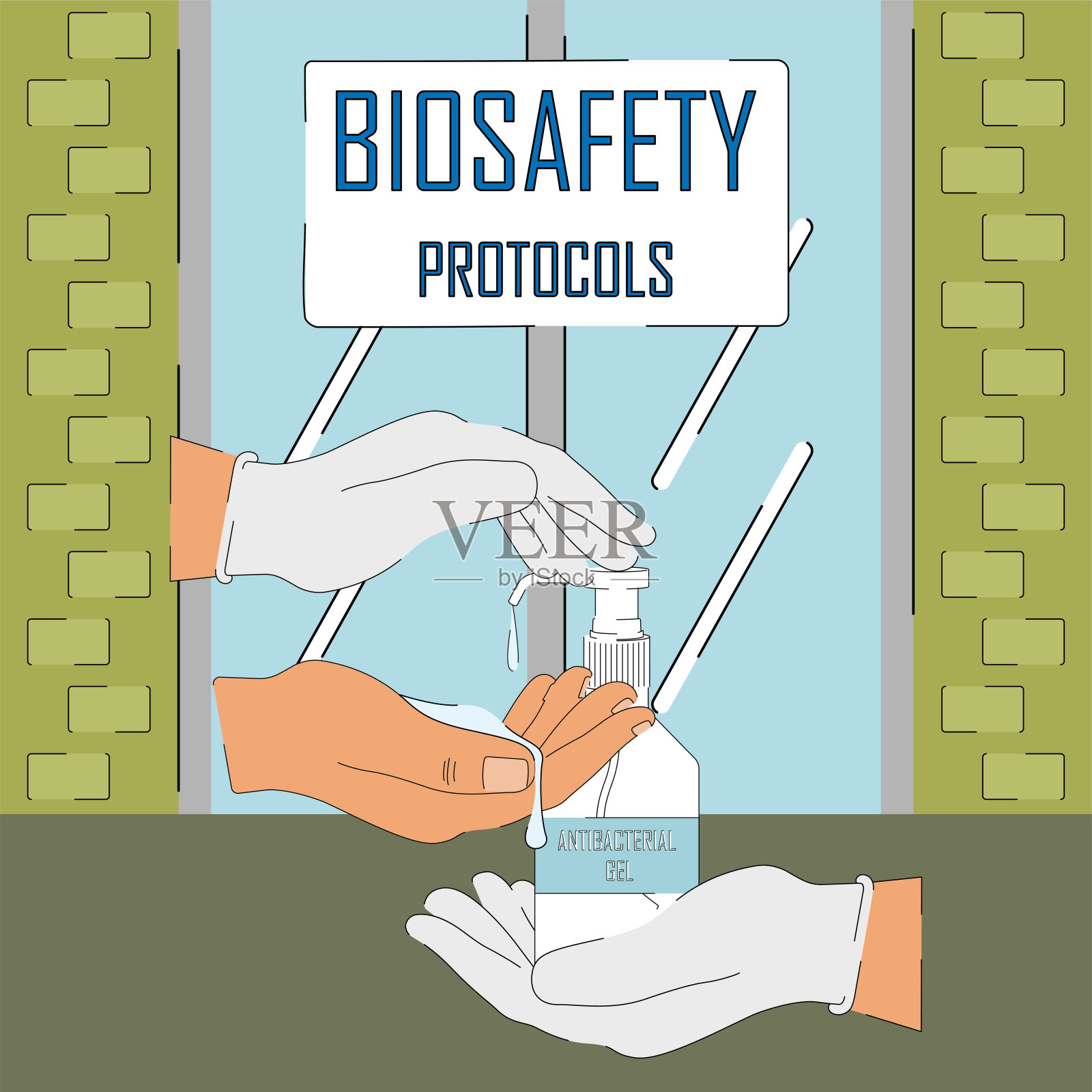 生物安全协议的海报插画图片素材