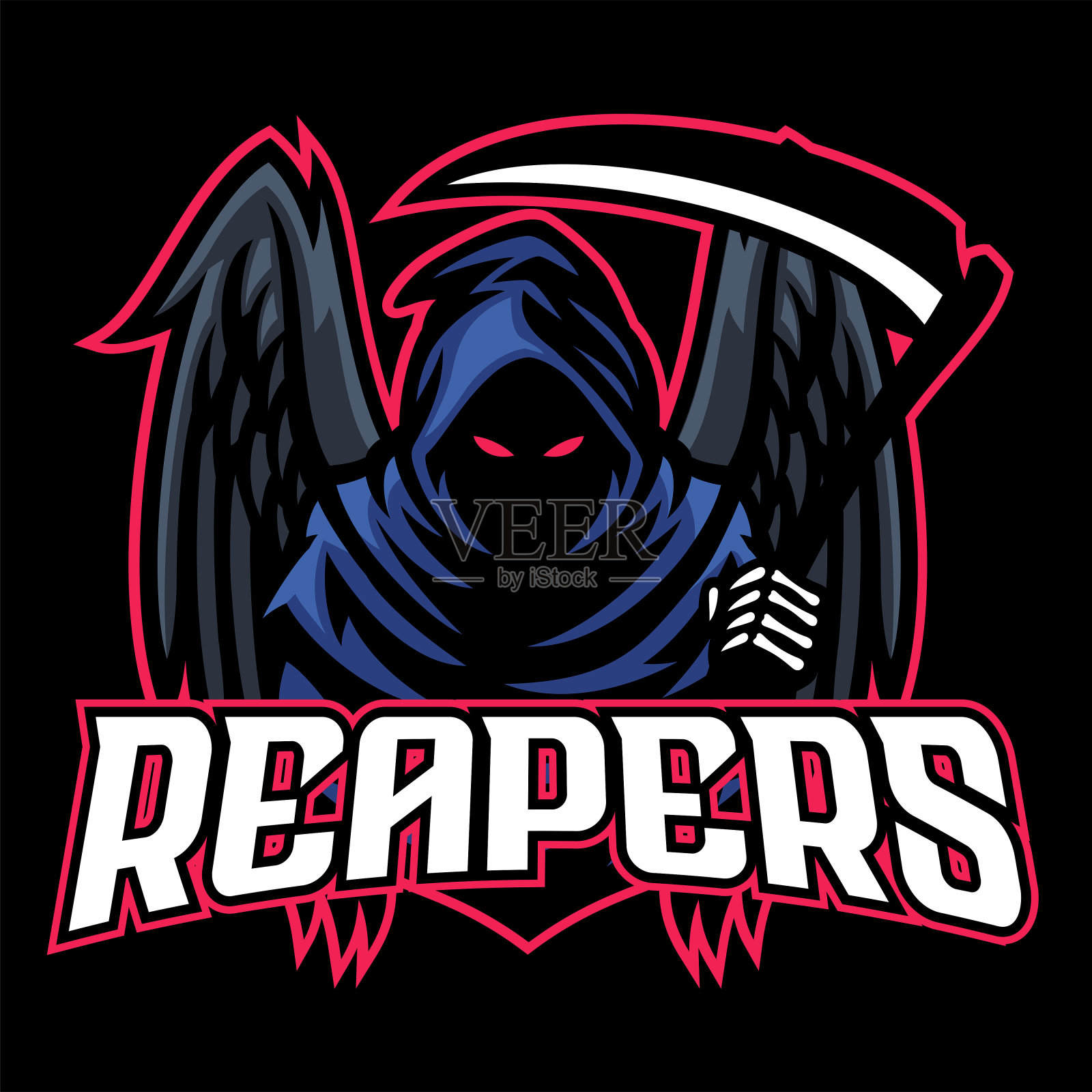 死去的黑色翅膀的收割者吉祥物设计元素图片