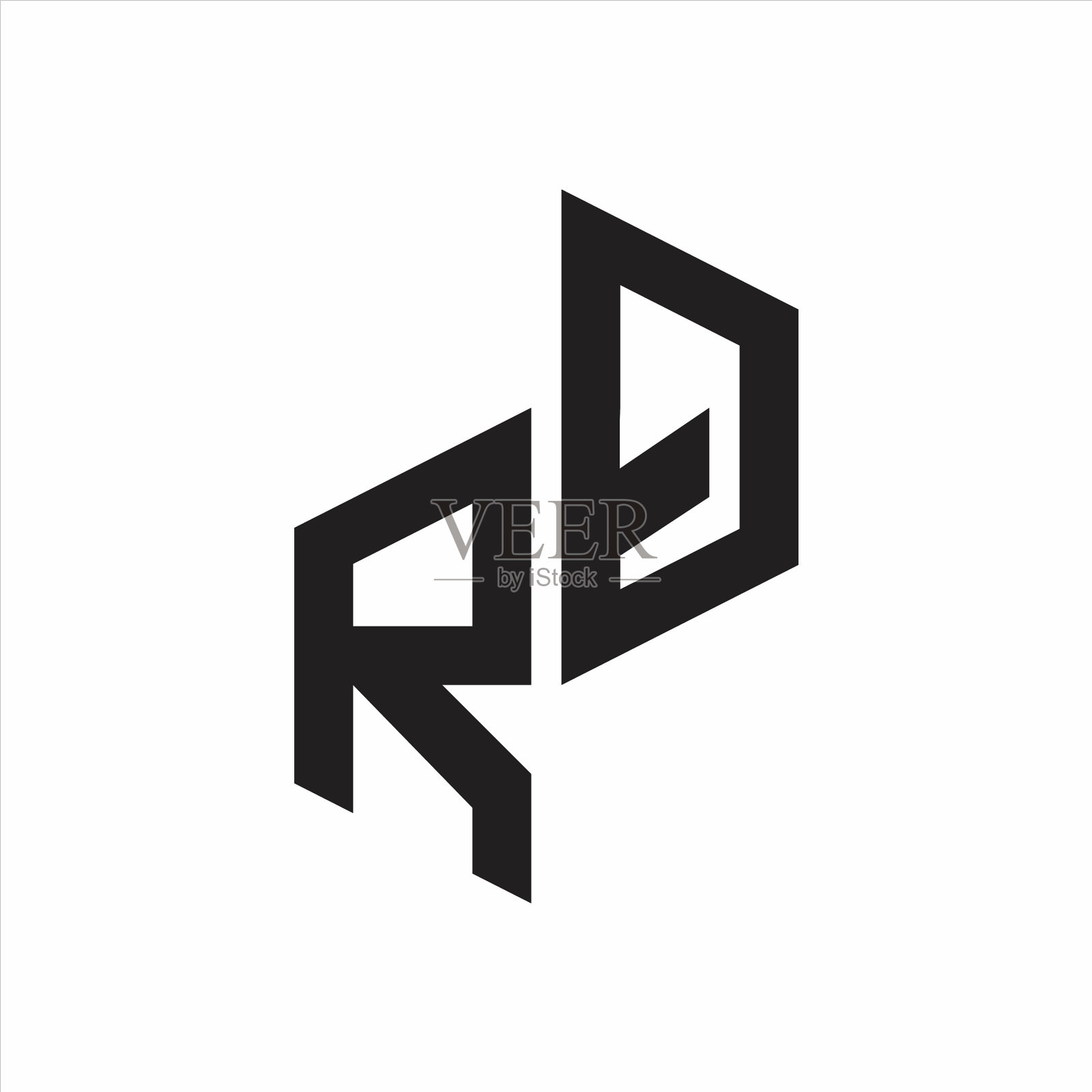 Rq的首字母标志与上到下的字母组合插画图片素材