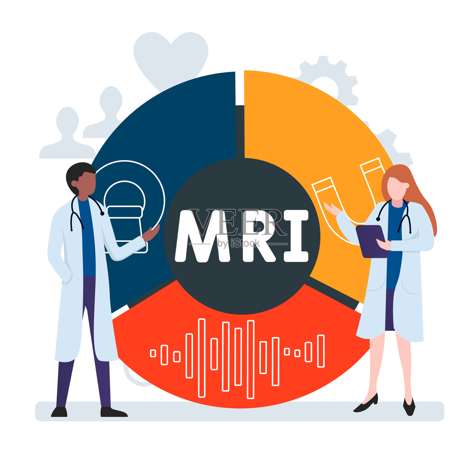 MRI -磁共振成像。首字母缩写，医学概念背景。插画图片素材