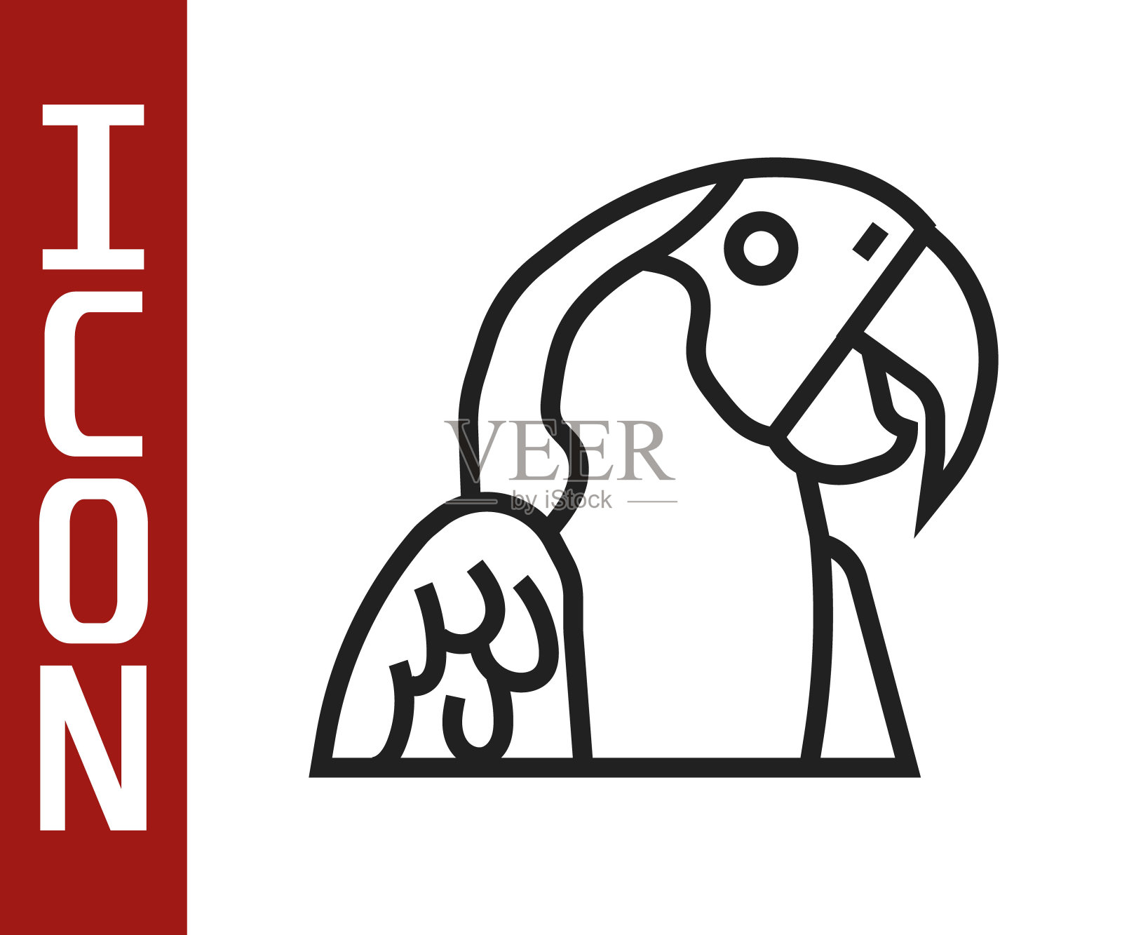 黑线金刚鹦鹉鸟动物图标孤立的白色背景。动物的象征。向量插画图片素材