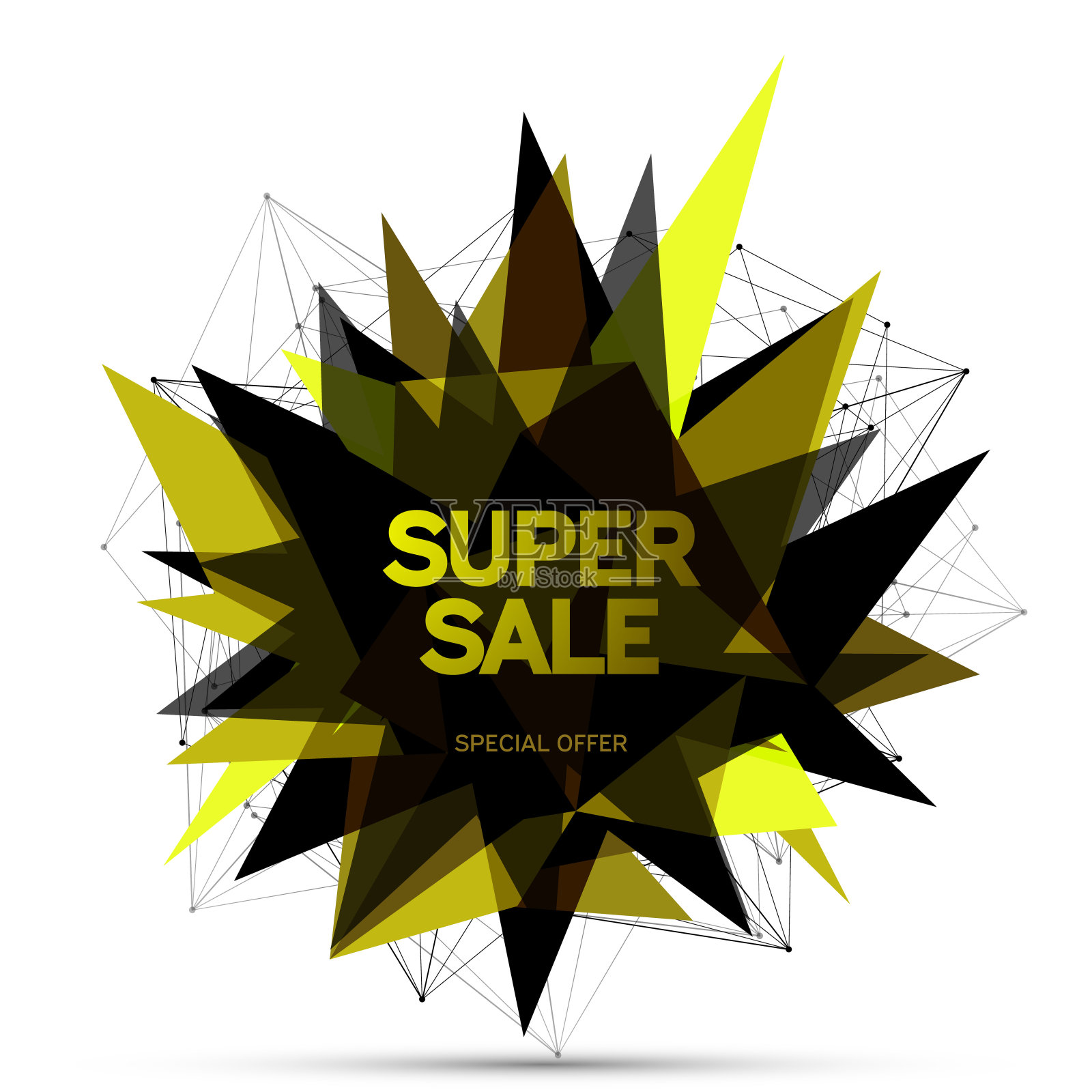 带三角形的销售横幅。几何技术矢量背景。矢量插图。设计元素图片