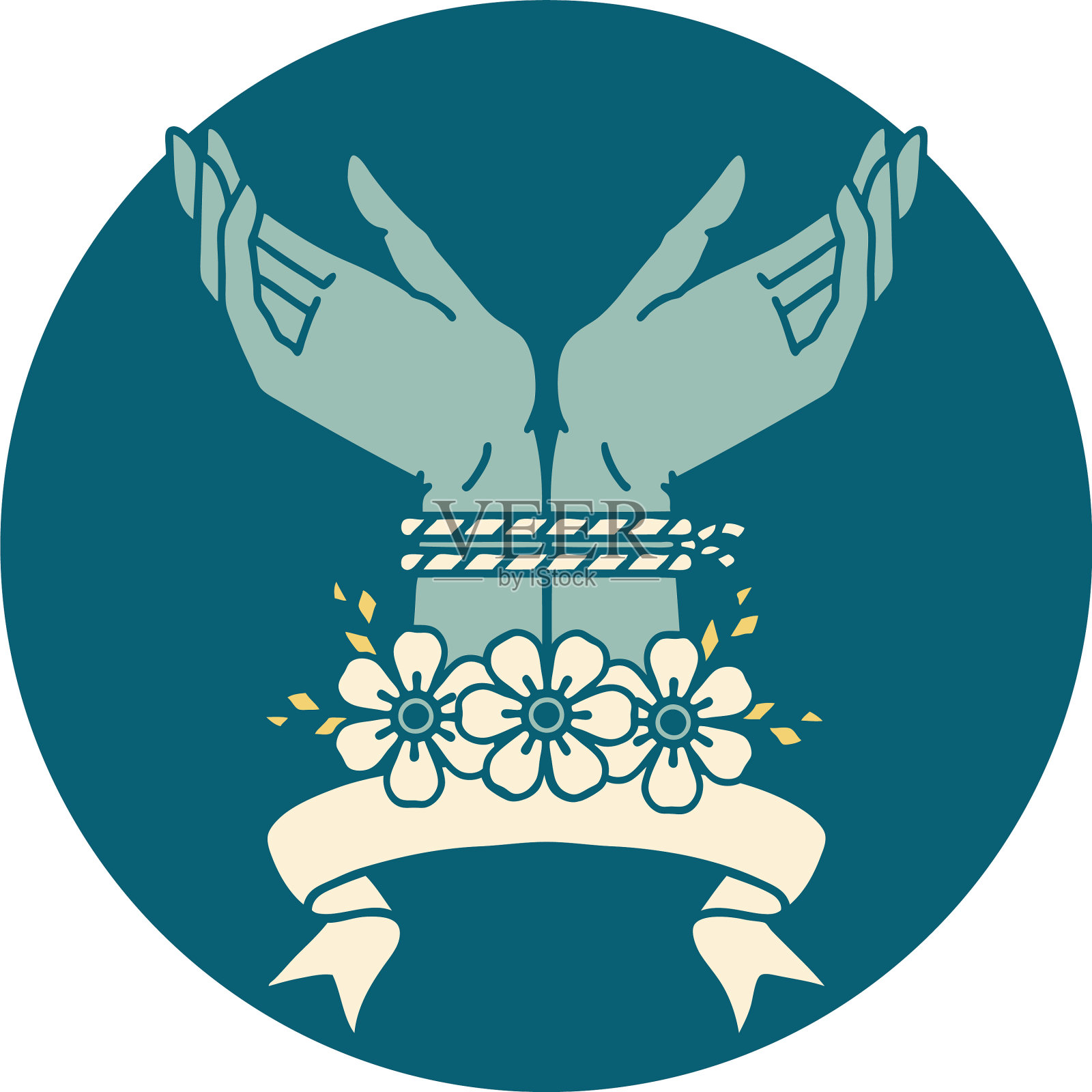 图标与旗帜手绑插画图片素材