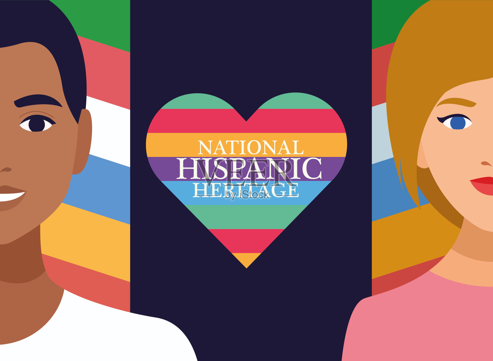 国家西班牙传统庆典的夫妇和字母在心里插画图片素材