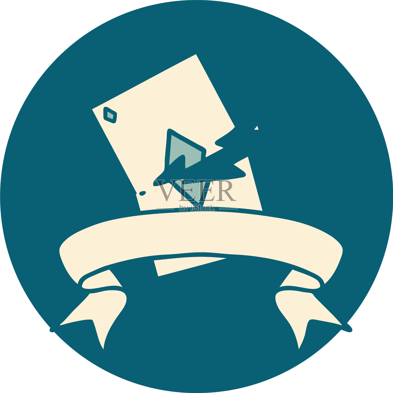 图标与旗帜撕破的卡片插画图片素材