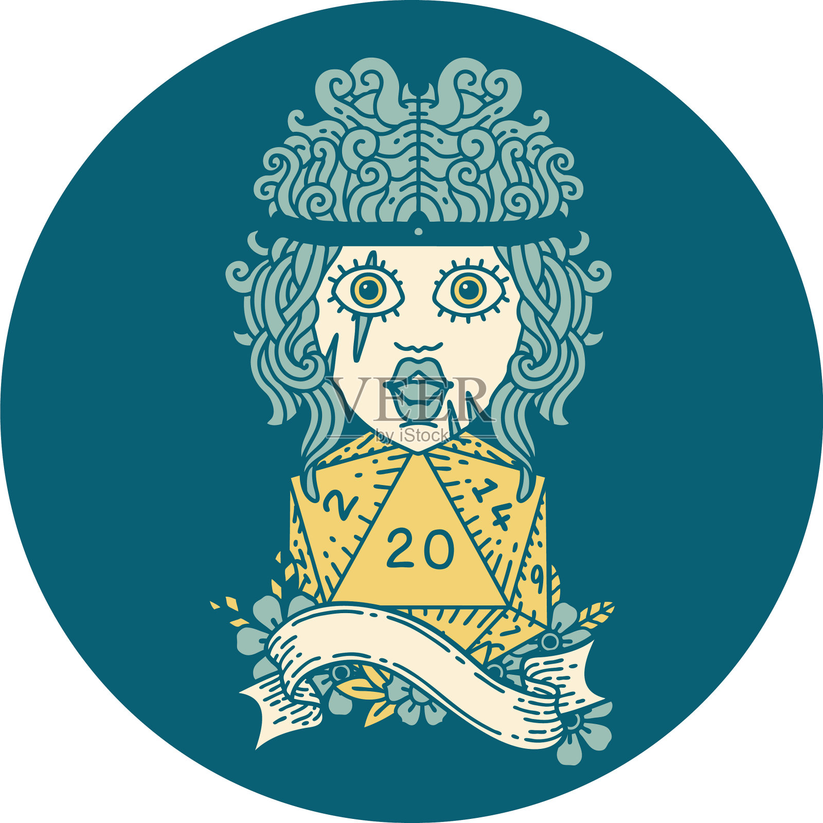 人类野蛮人与自然20骰子滚动插画图片素材