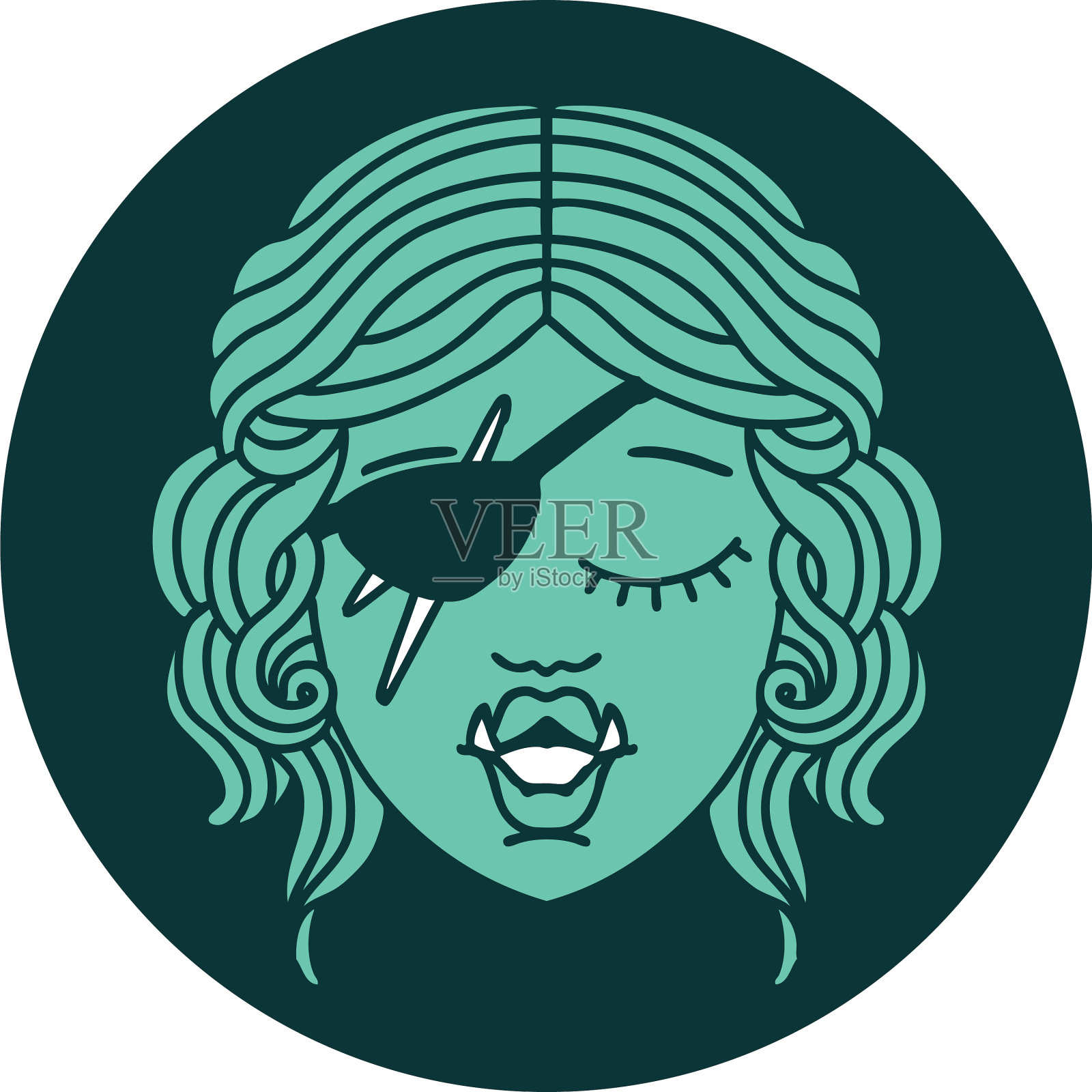 半兽人盗贼角色的脸图标插画图片素材