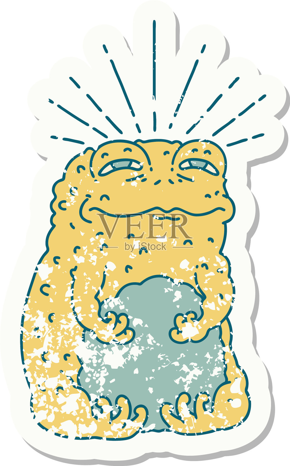 贴纸纹身风格的蟾蜍角色设计元素图片