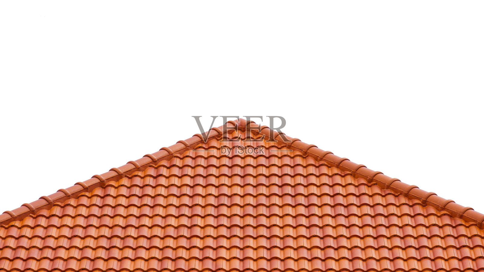 橙色瓦片屋顶在孤立的白色背景上的斜坡角度视图照片摄影图片