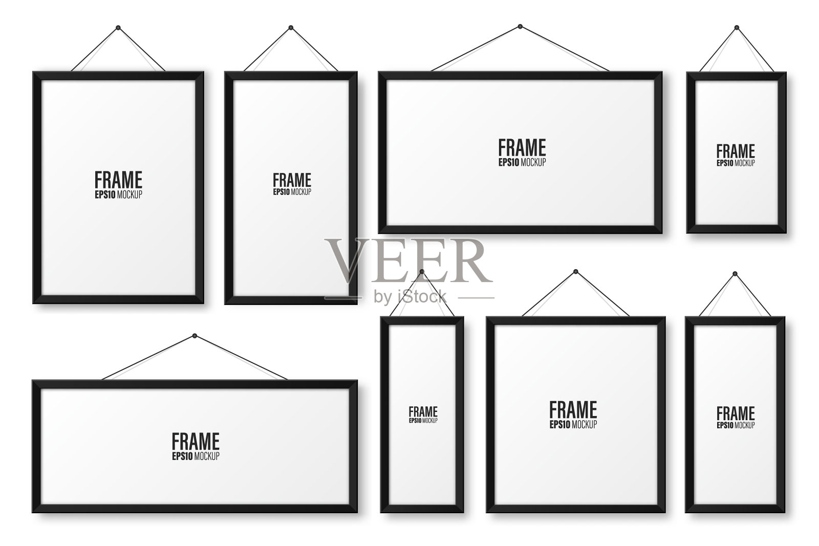 现实的墙上挂着一幅空白的黑色图画插画图片素材
