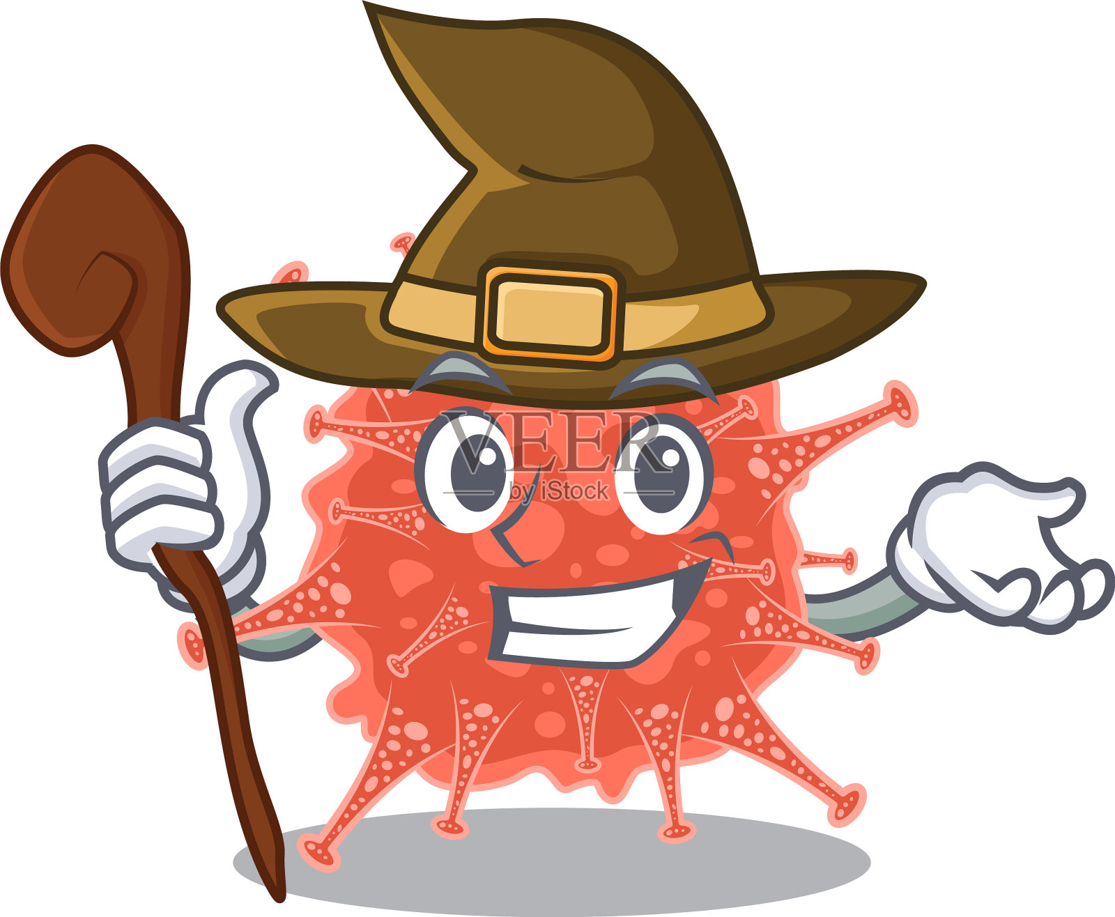 可爱和狡猾的女巫原冠状病毒卡通设计元素图片