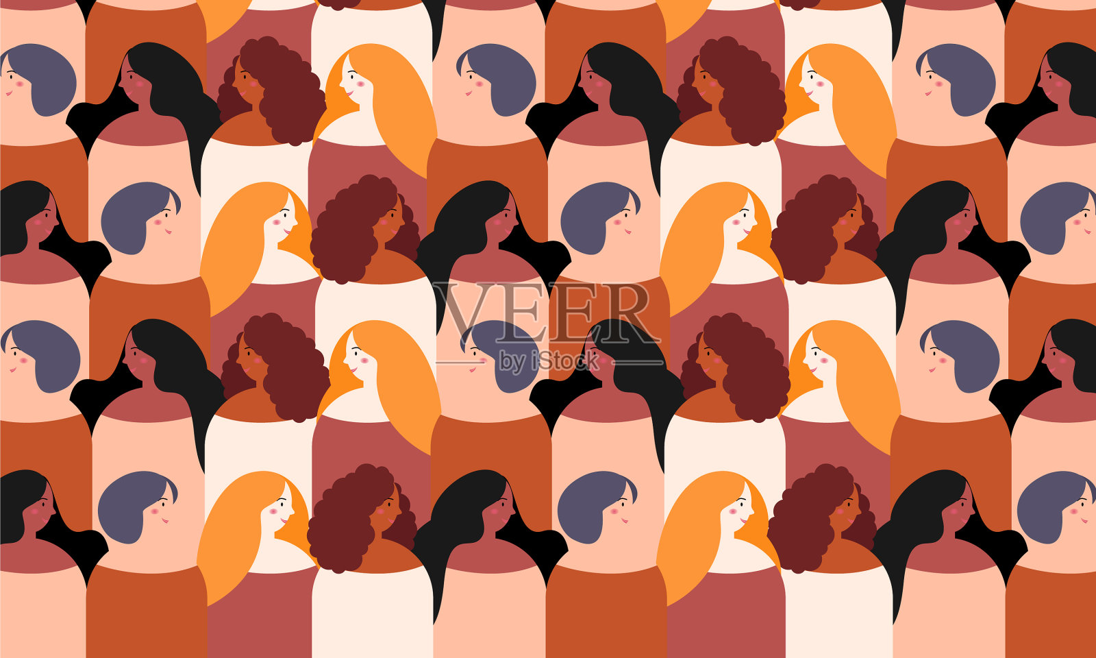 妇女节女人的模式不同插画图片素材