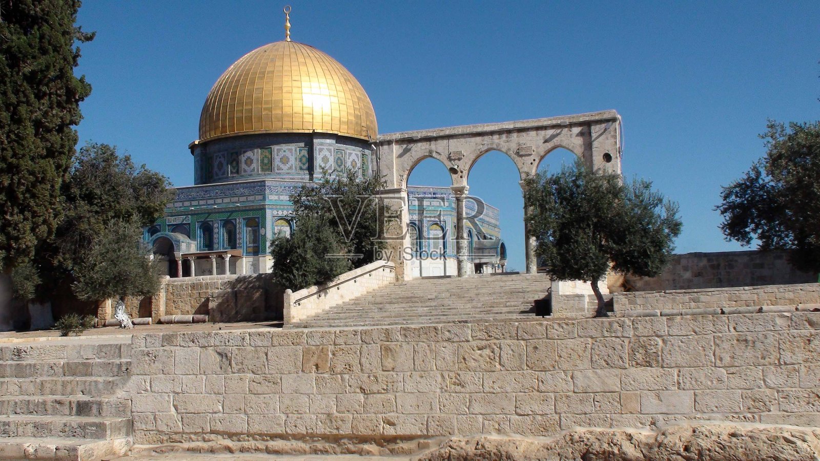 耶路撒冷老城圣殿山上的阿克萨清真寺（以色列）照片摄影图片