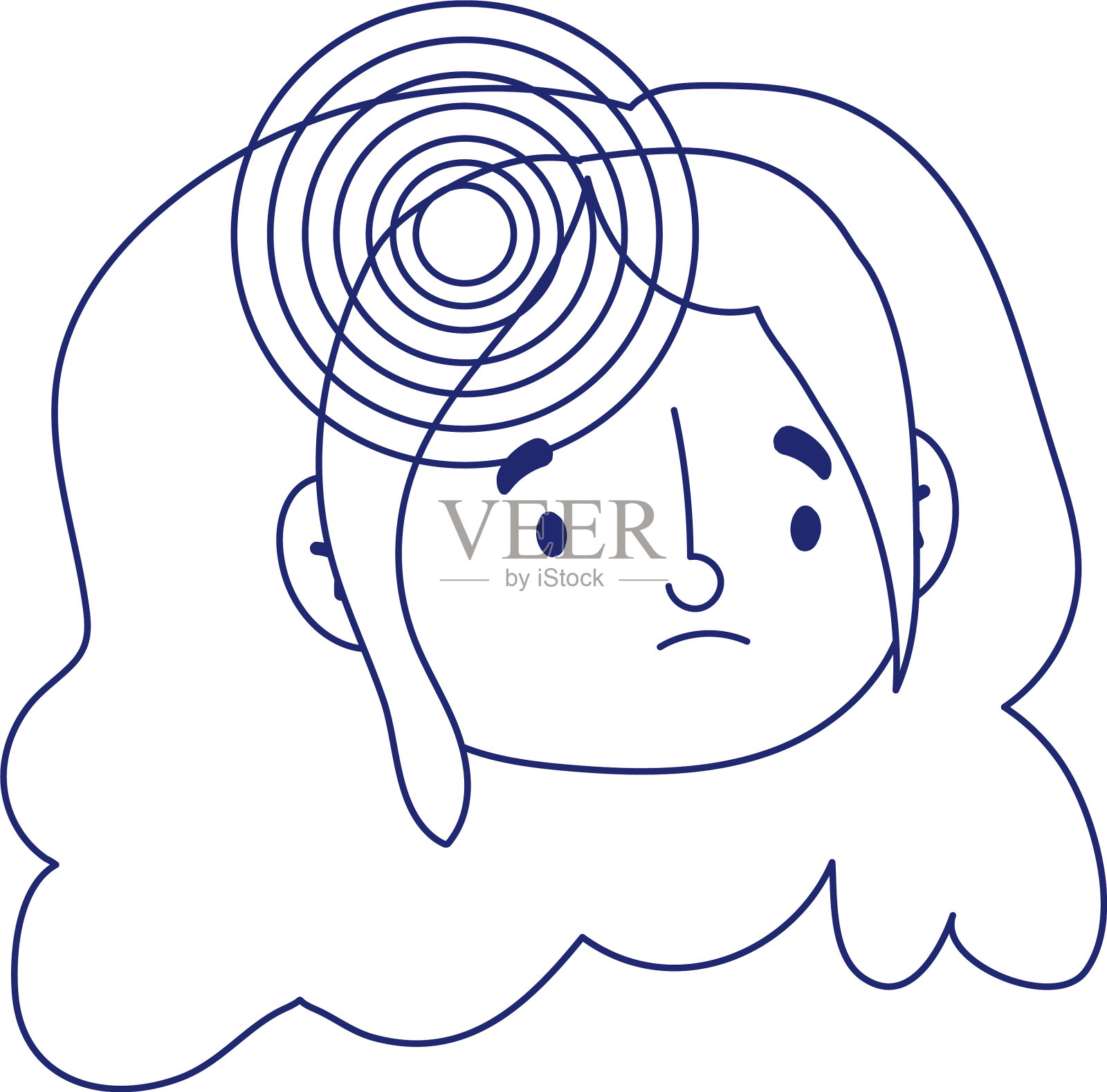 Covid - 19冠状病毒感染的女性面临头痛设计元素图片