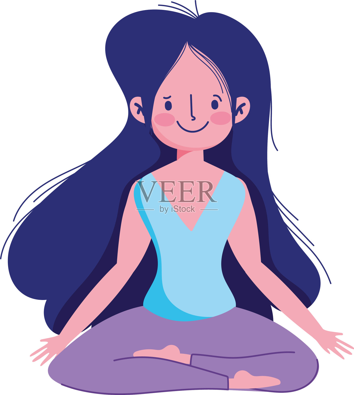 女孩在瑜伽姿势练习孤立图标白色设计元素图片