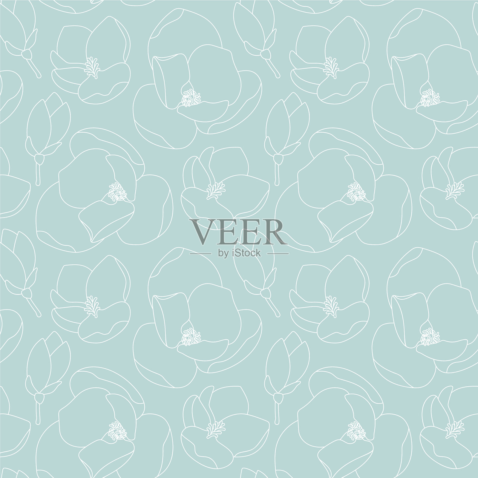 无缝的木兰花颜色图案插画图片素材