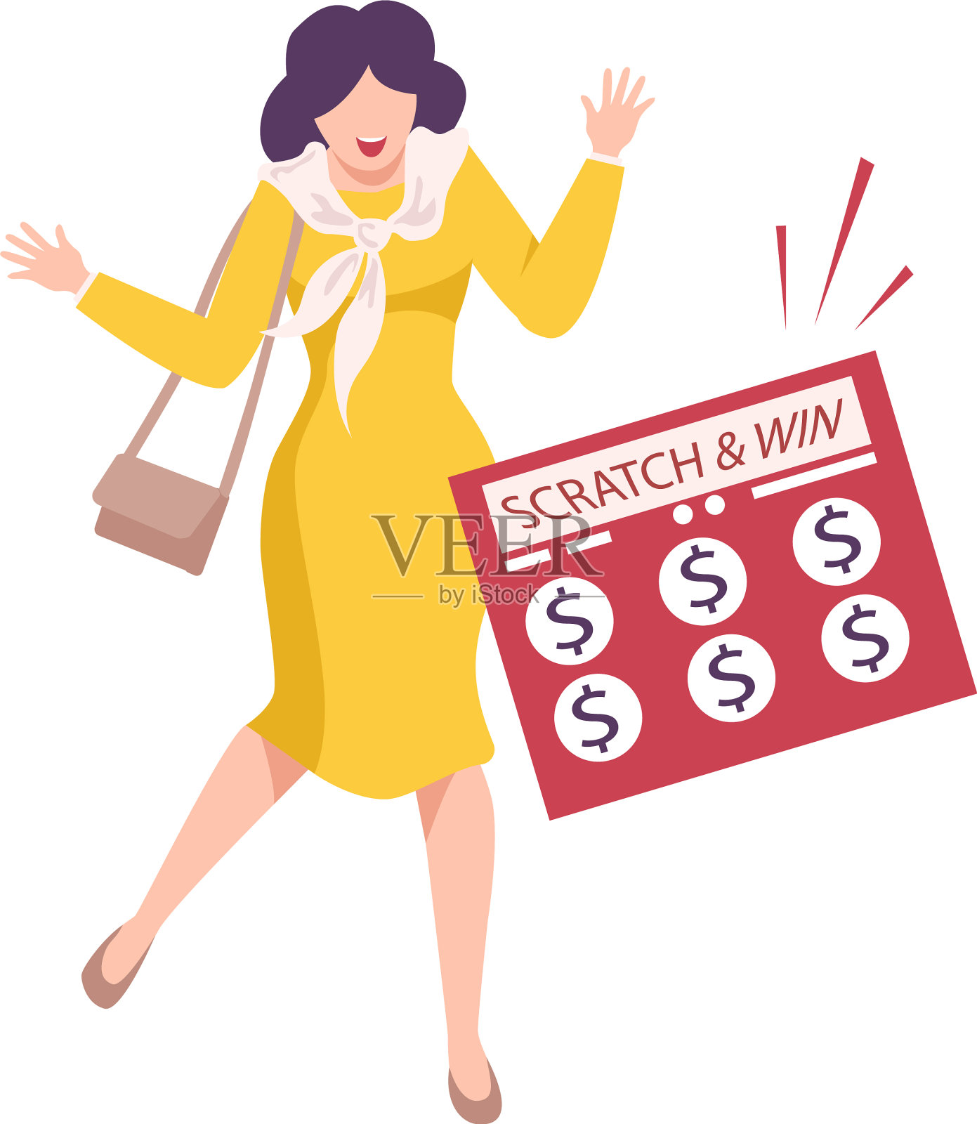 庆祝赢钱的快乐女人设计元素图片