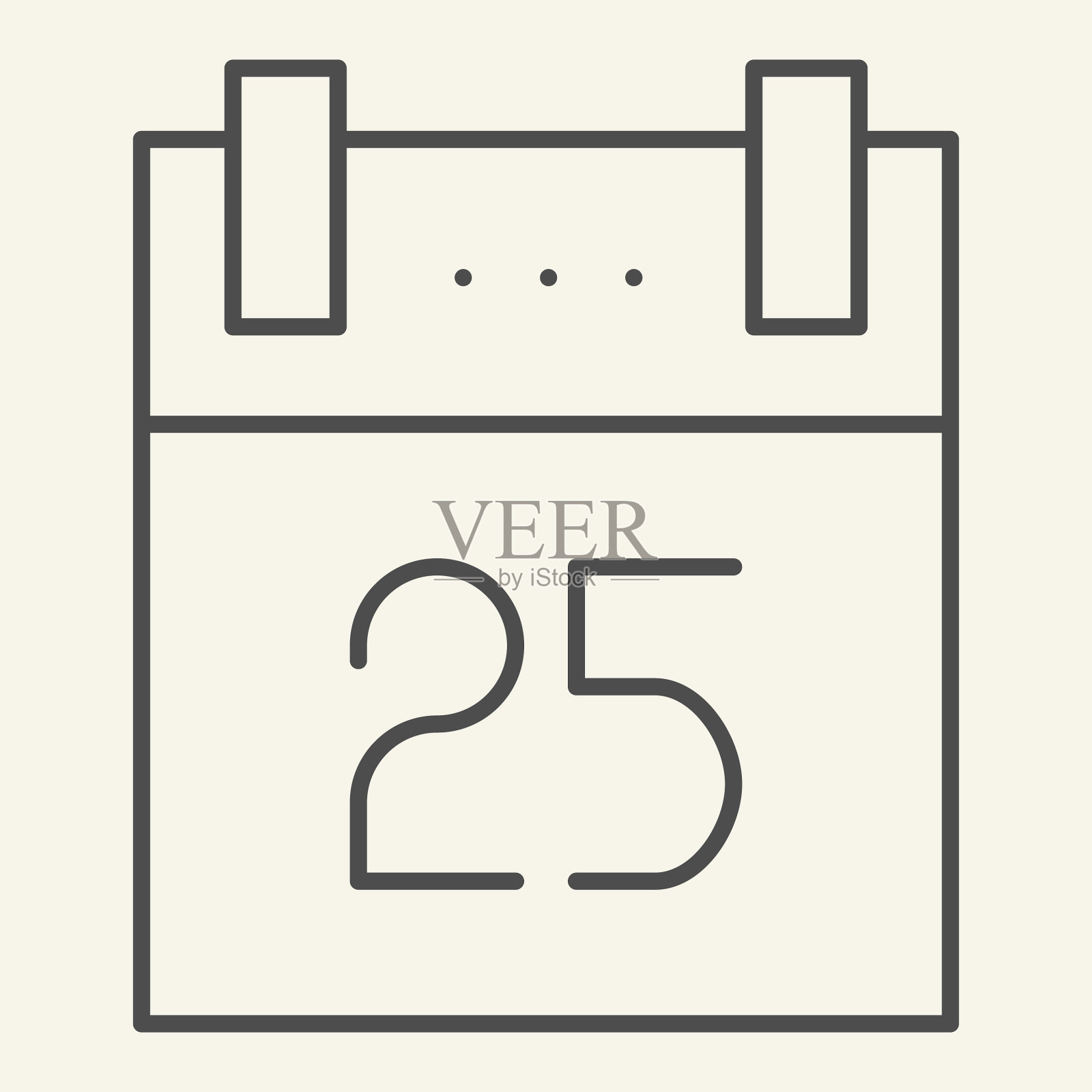 圣诞日历细线图标第二十五插画图片素材