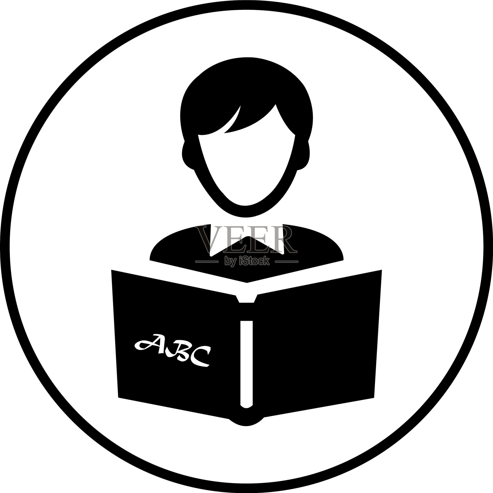 阅读书籍黑色图标学习读者插画图片素材