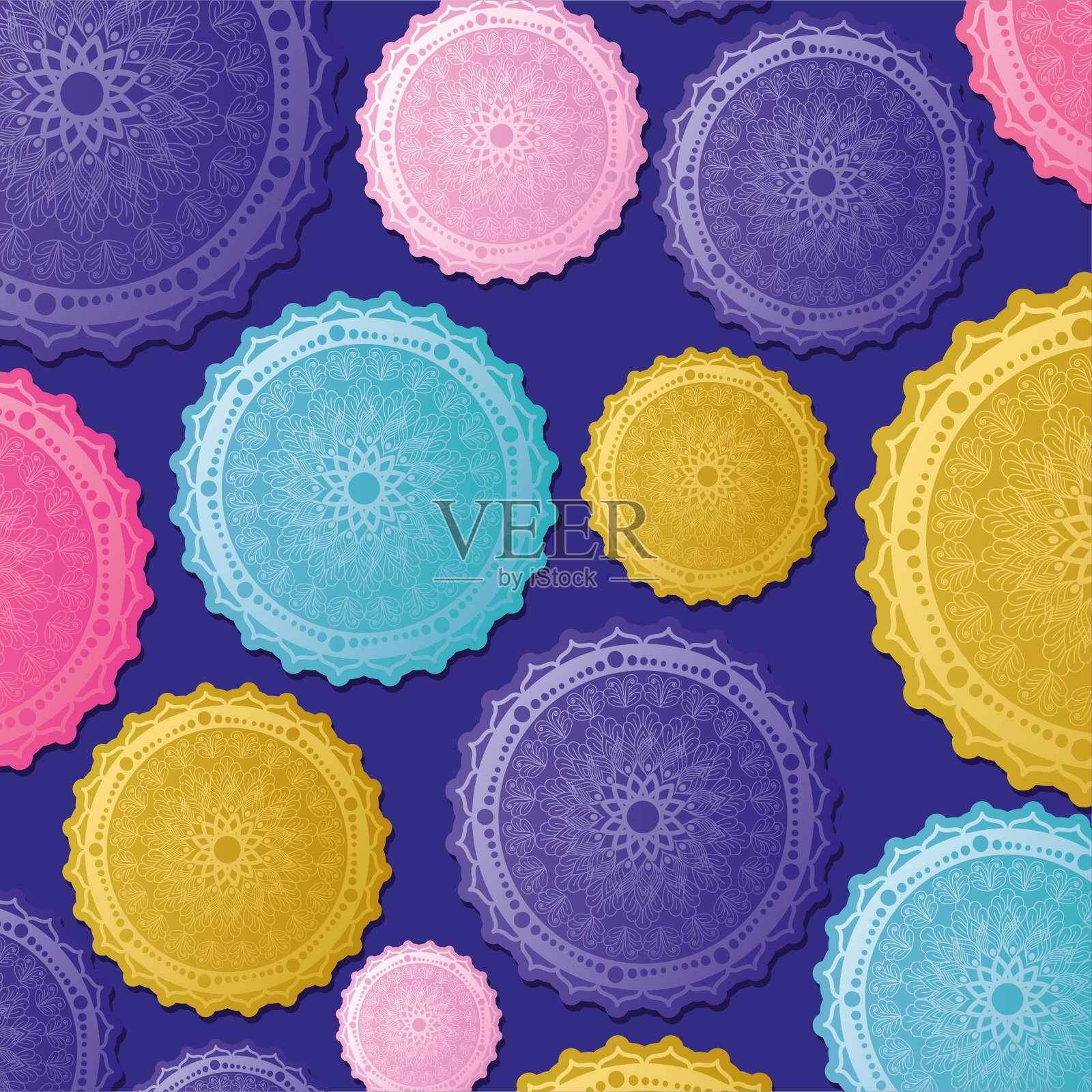 多色曼荼罗背景矢量设计插画图片素材