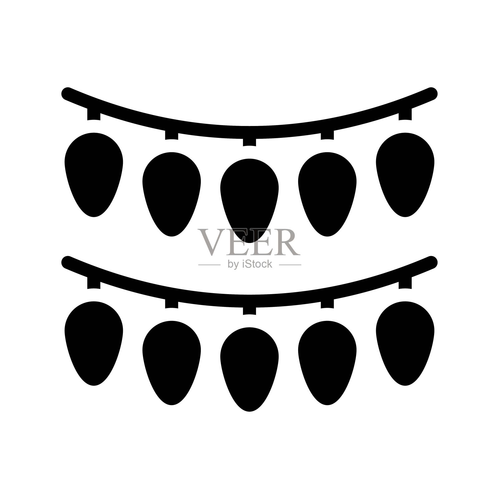 游行相关庆典或装饰灯泡上挂线矢量灯以立体设计，插画图片素材