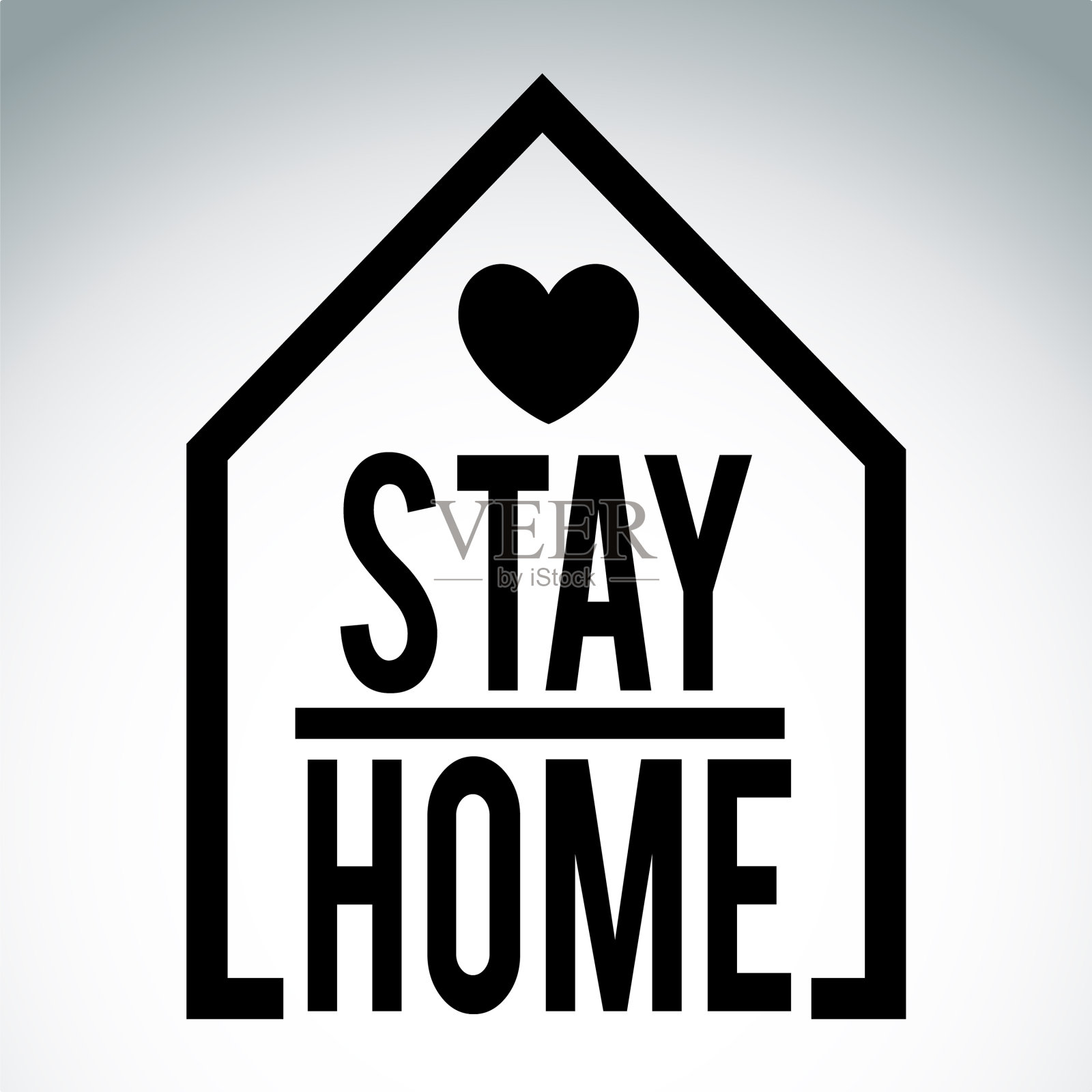 呆在家里社交距离概念标志图标插画图片素材