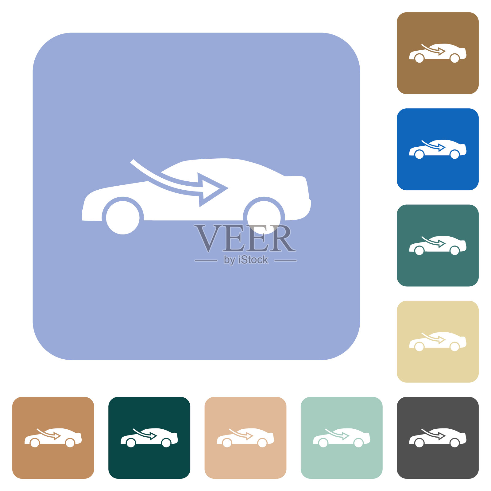 车内气流调节外圆方平图标插画图片素材