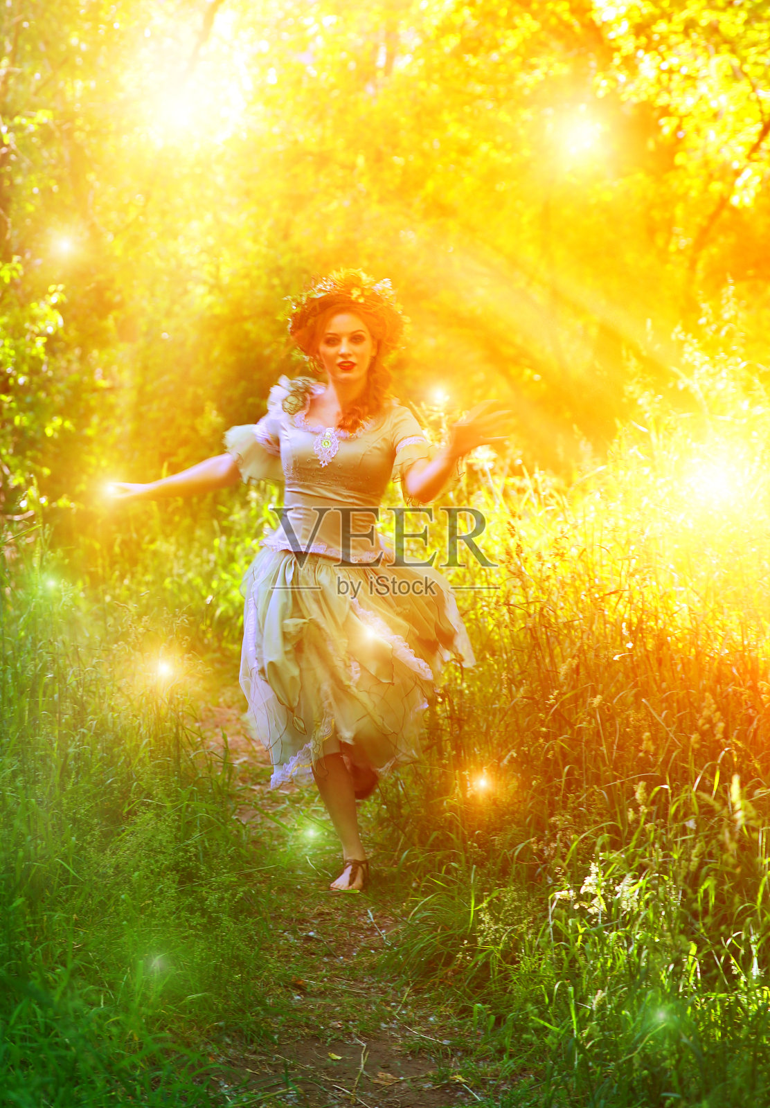 美丽的森林仙女和魔法森林照片摄影图片