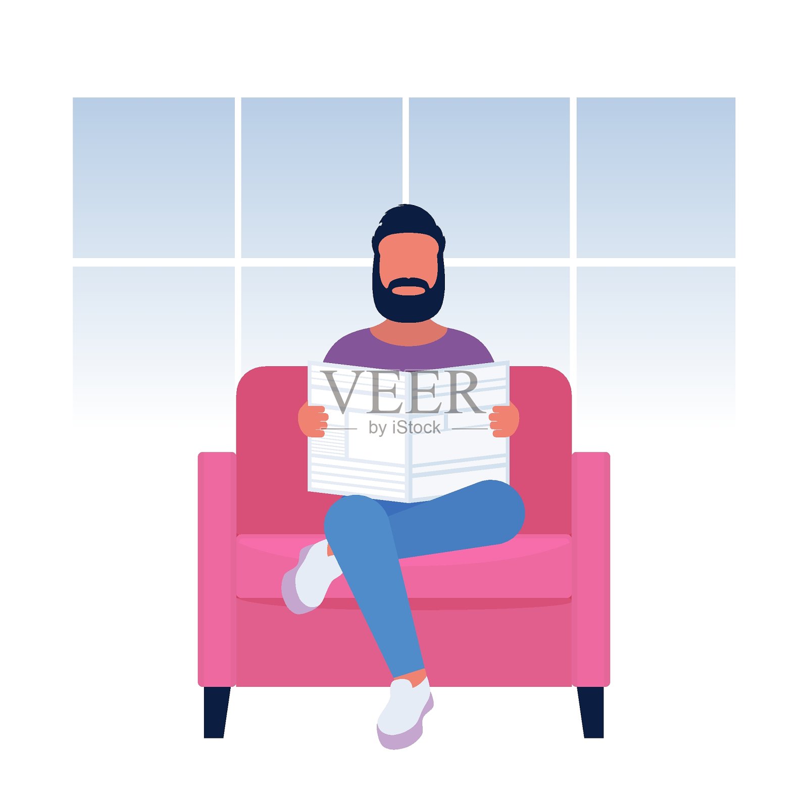 读报纸插画图片素材