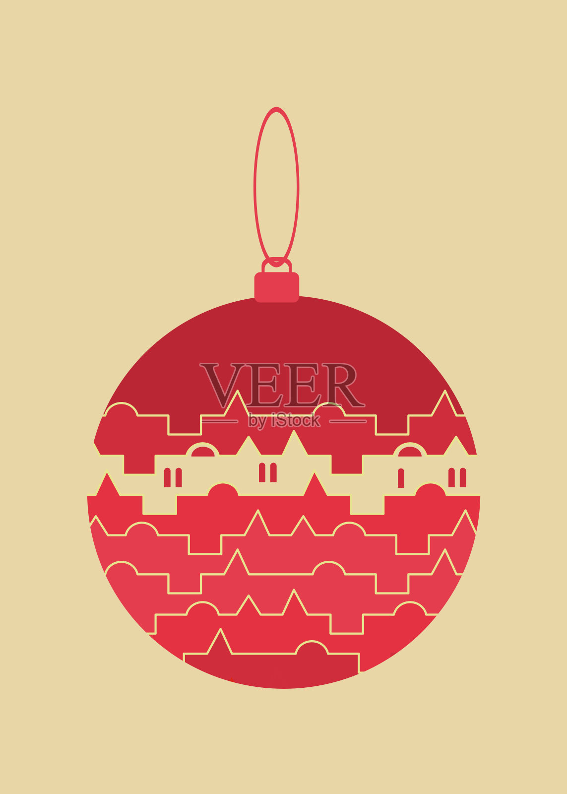 新年的球矢量插图。城市的轮廓，画了一条线插画图片素材