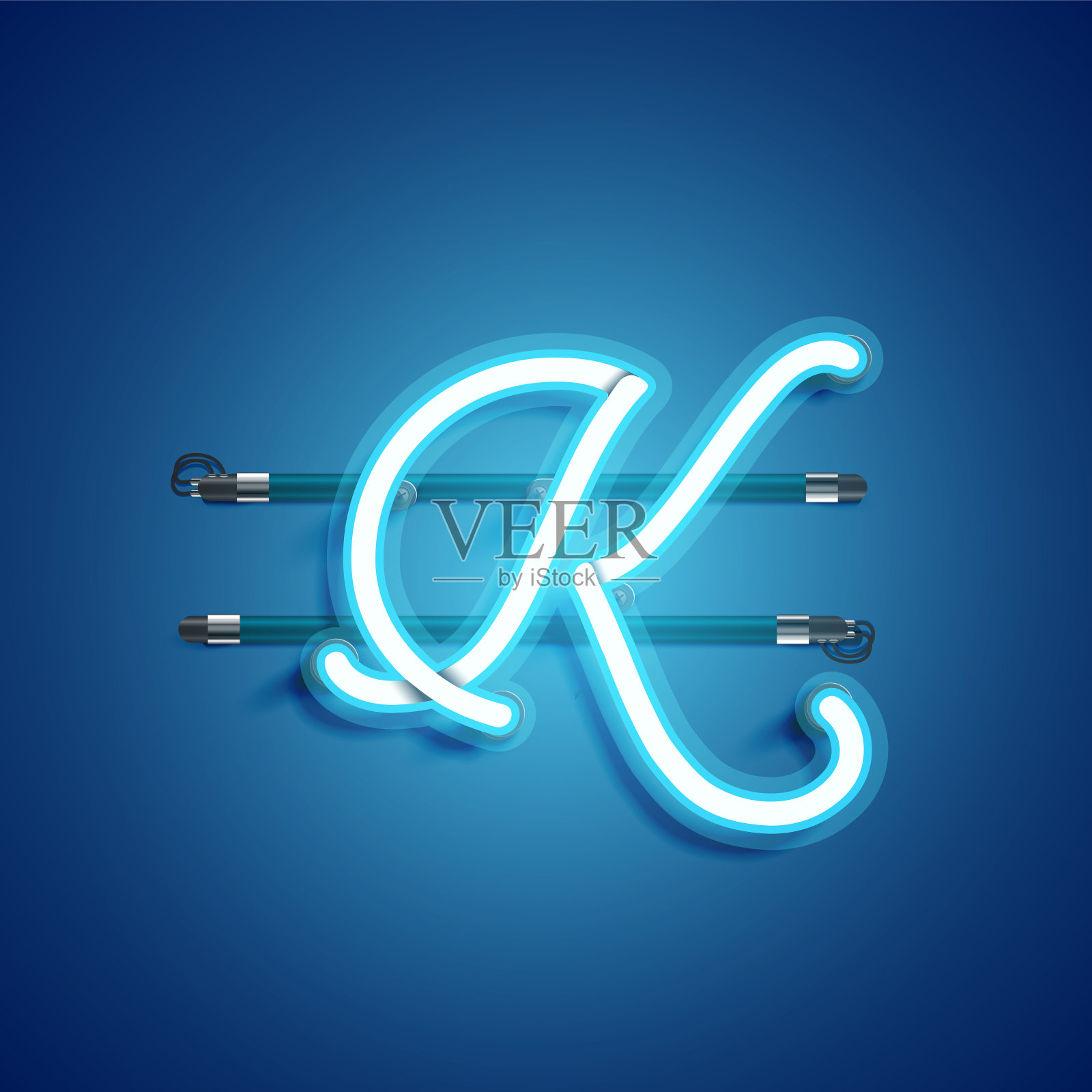 蓝色霓虹灯字符，矢量插图设计元素图片