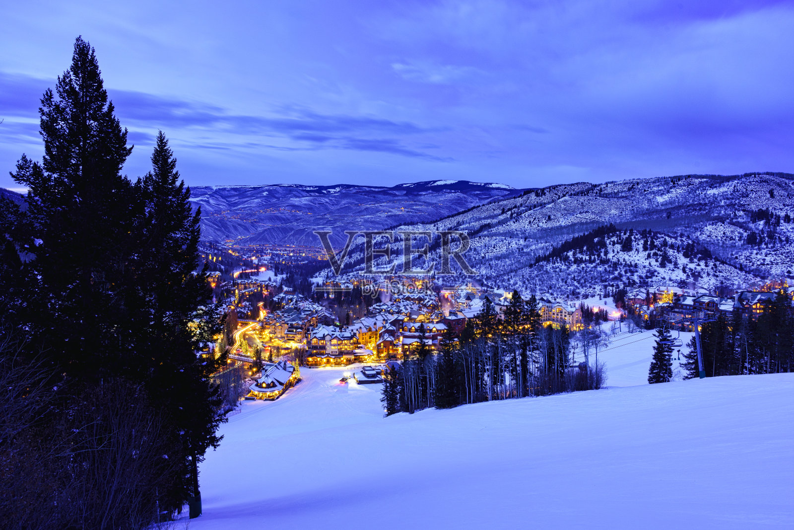 比弗溪科罗拉多村的夜晚照片摄影图片