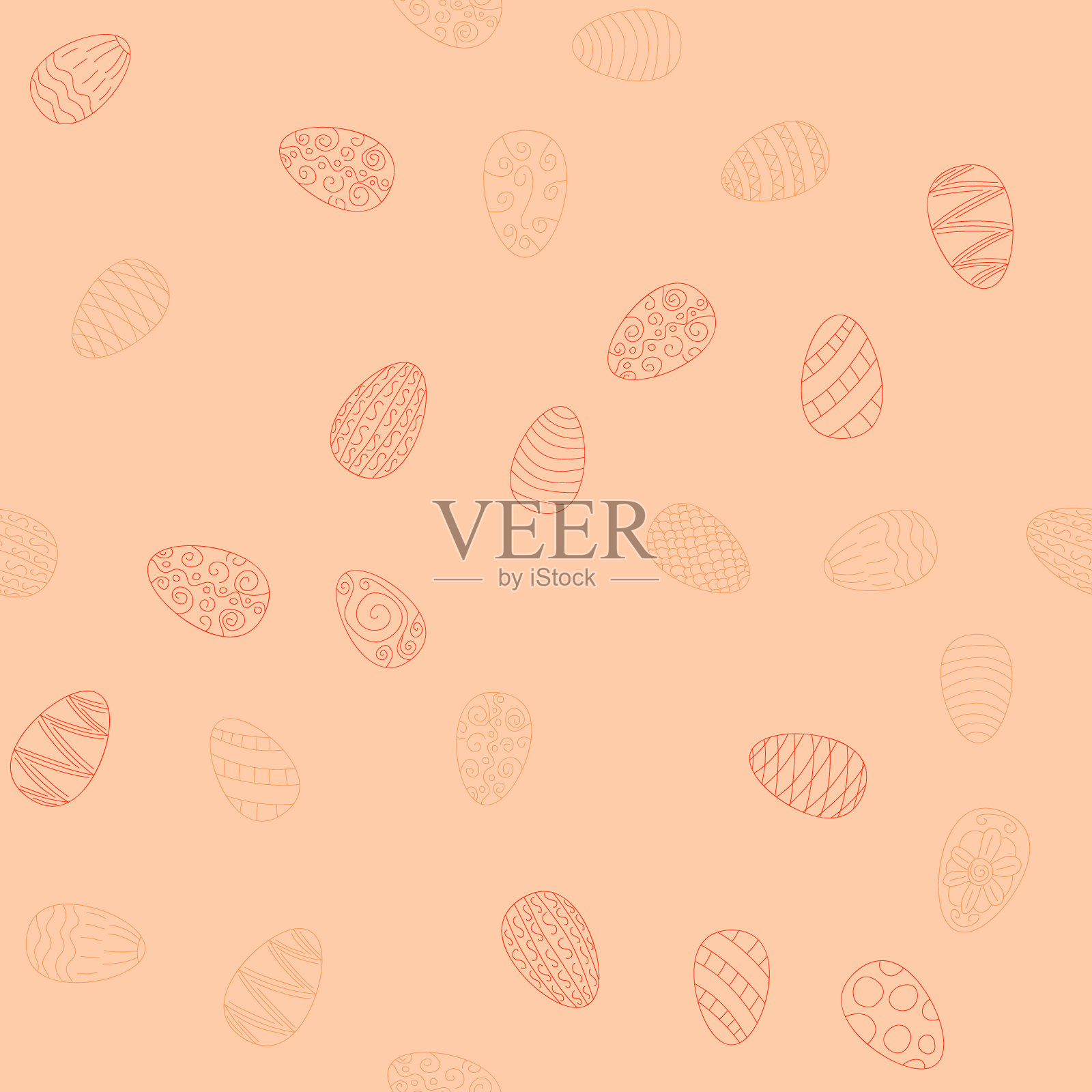 涂鸦矢量复活节彩蛋混乱无缝图案插画图片素材