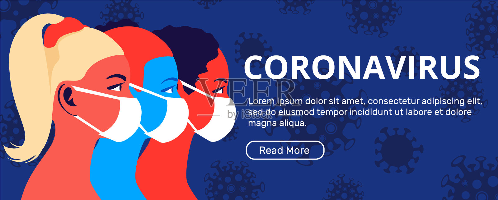 年轻妇女戴一次性医用口罩插画图片素材