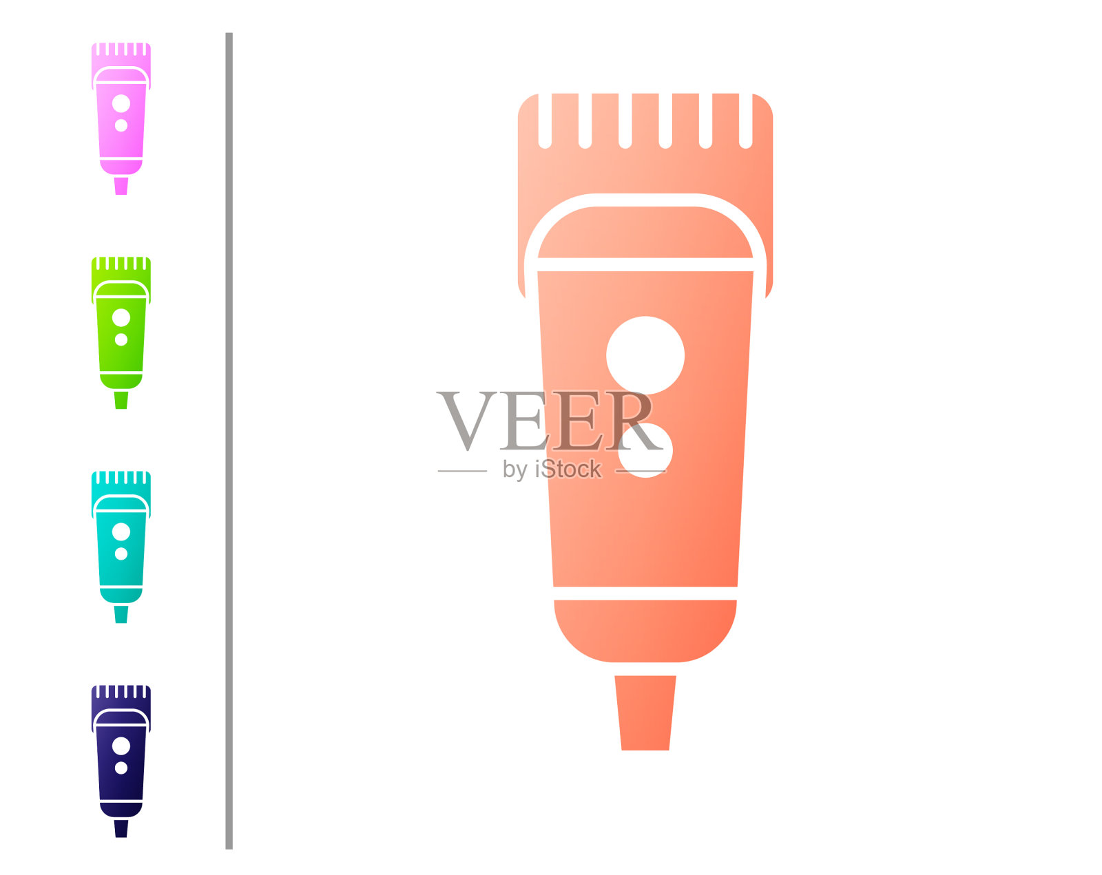 珊瑚电理发剪或剃须刀图标插画图片素材