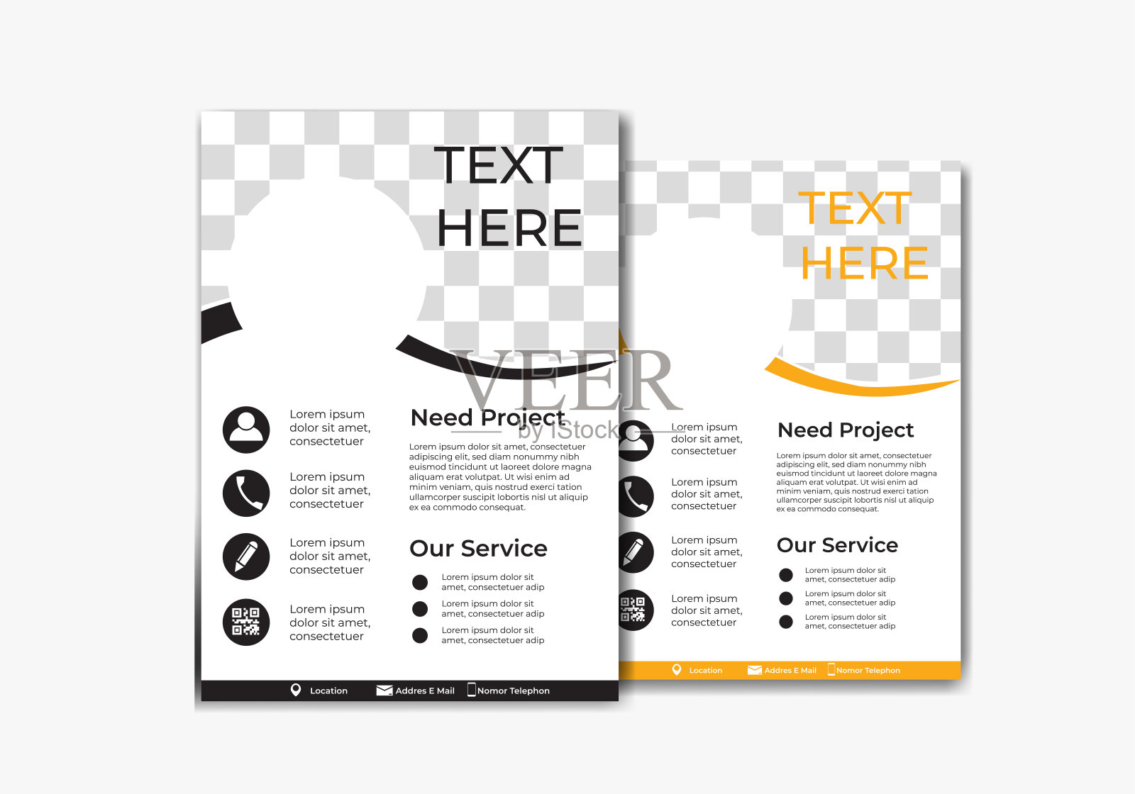 杂志封面设计模板与空白图像占位符。海报设计模板eps 10设计模板素材