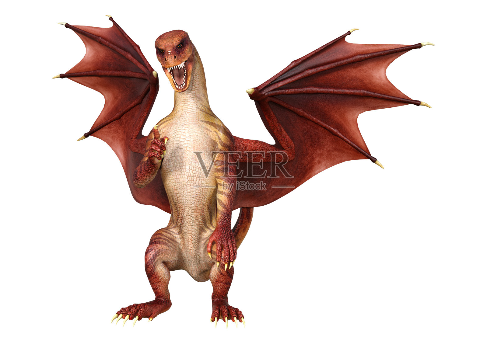 3D插图幻想龙在白色照片摄影图片