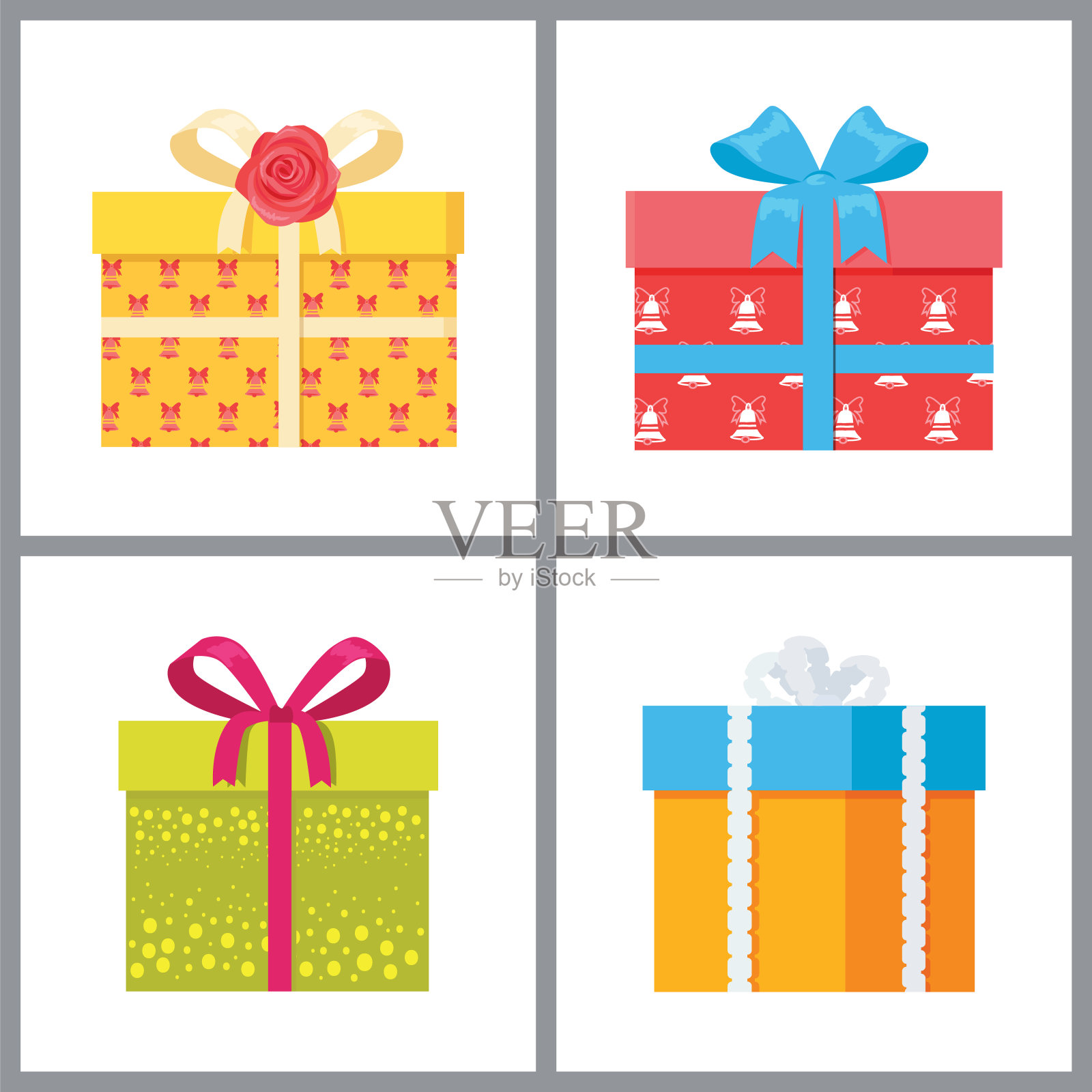 一套装饰包装矢量礼盒插画图片素材