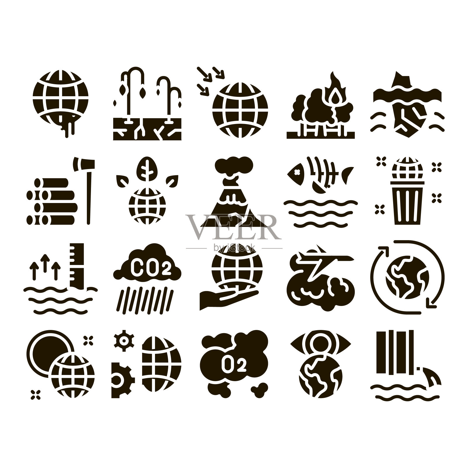 气候变化生态字形集向量插画图片素材