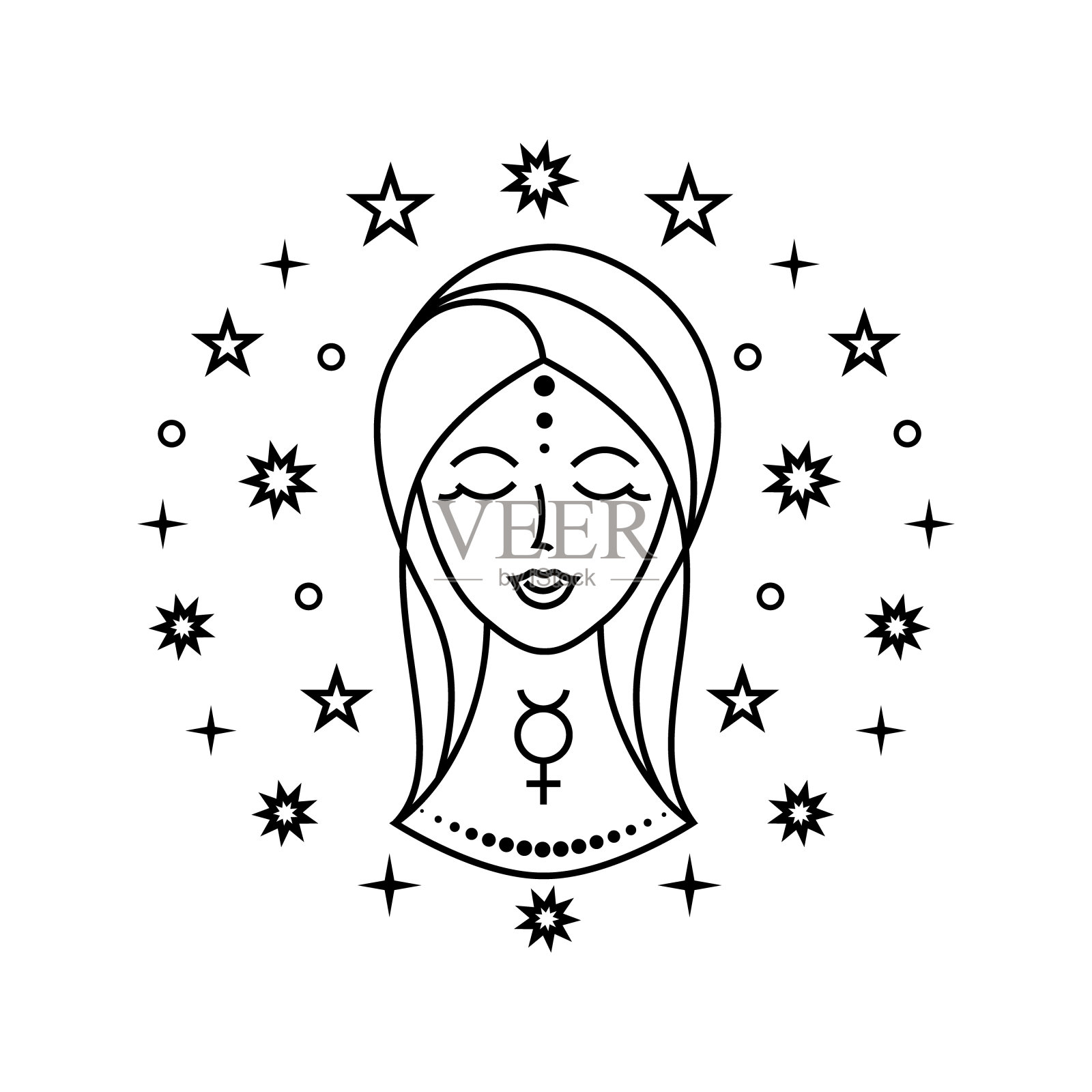 处女座的星座插画图片素材